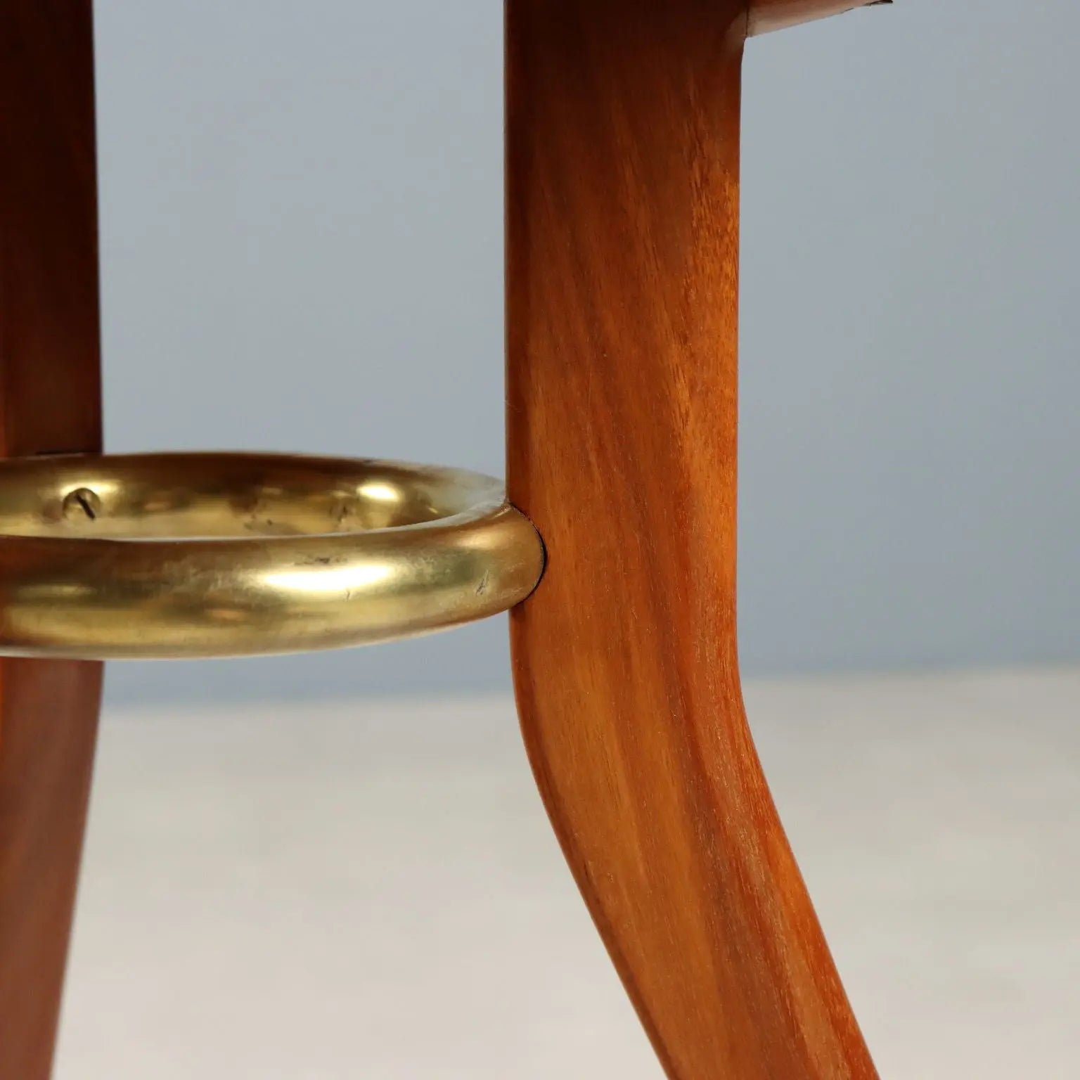 Vintage Coffee Table Mahogany Brass Design Italy 1950s