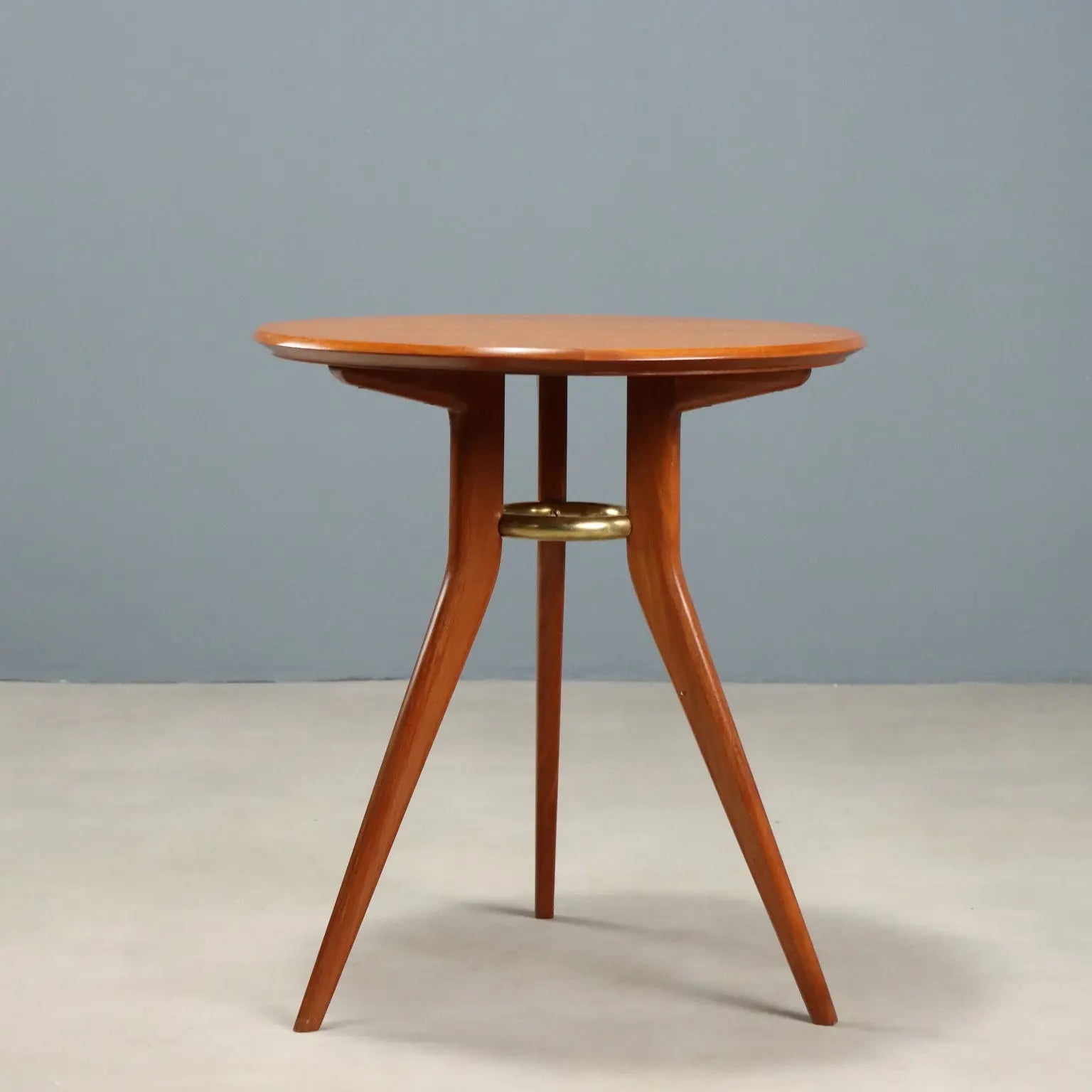 Vintage Coffee Table Mahogany Brass Design Italy 1950s