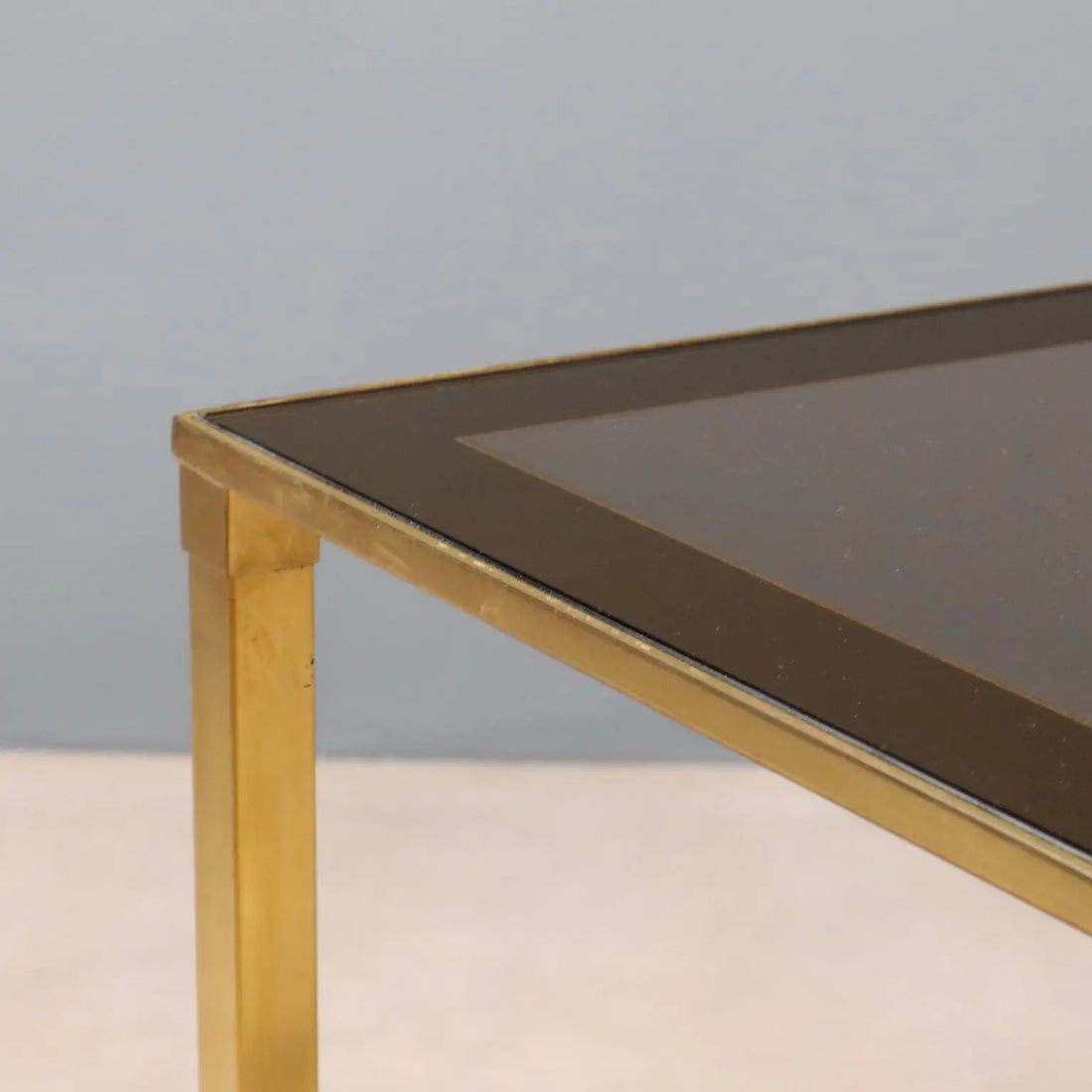 Vintage Coffee Tables Brass Smoked Glass Design Italy 1960s-70s 