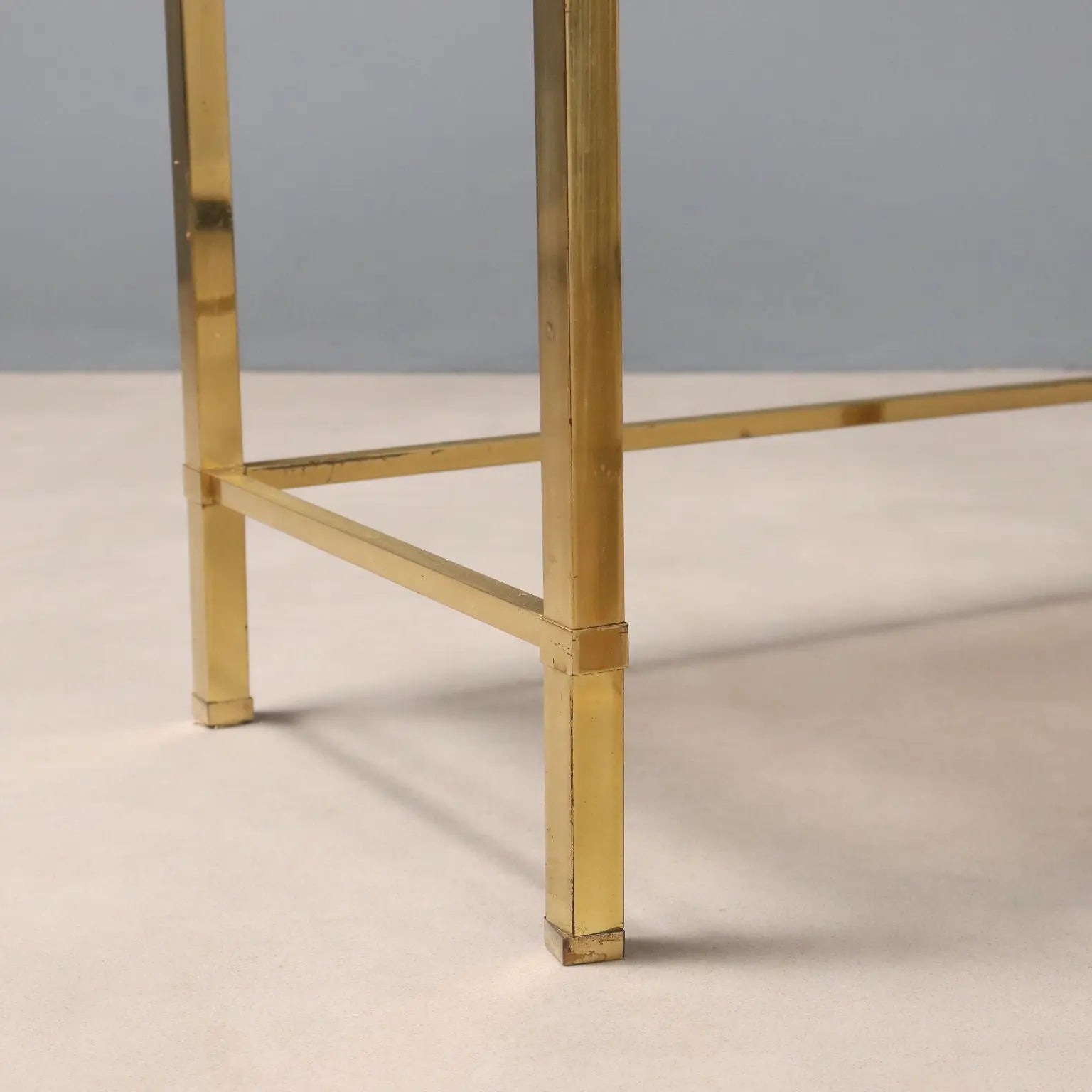 Vintage Coffee Tables Brass Smoked Glass Design Italy 1960s-70s 