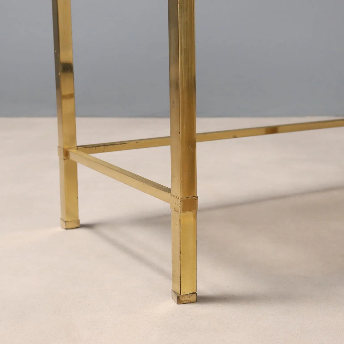 Vintage Coffee Tables Brass Smoked Glass Design Italy 1960s-70s 