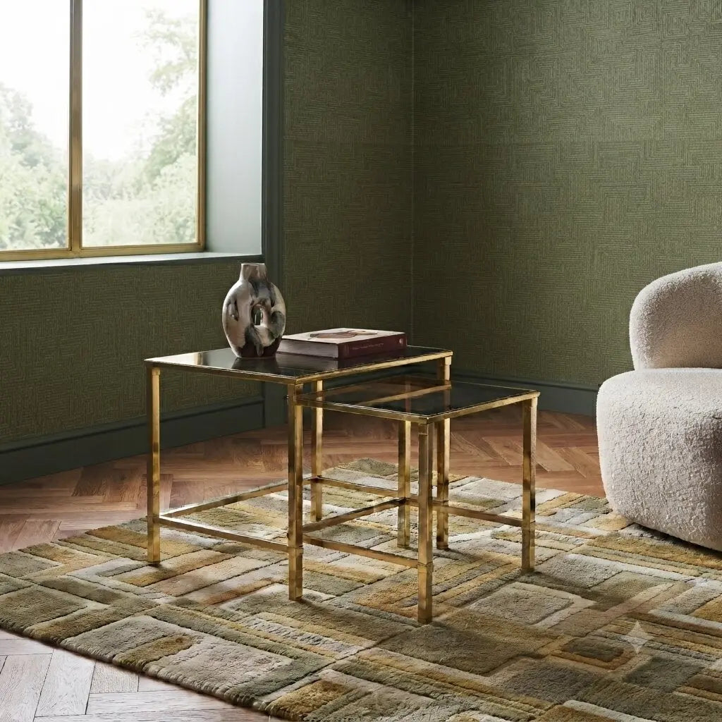 Vintage Coffee Tables Brass Smoked Glass Design Italy 1960s-70s 