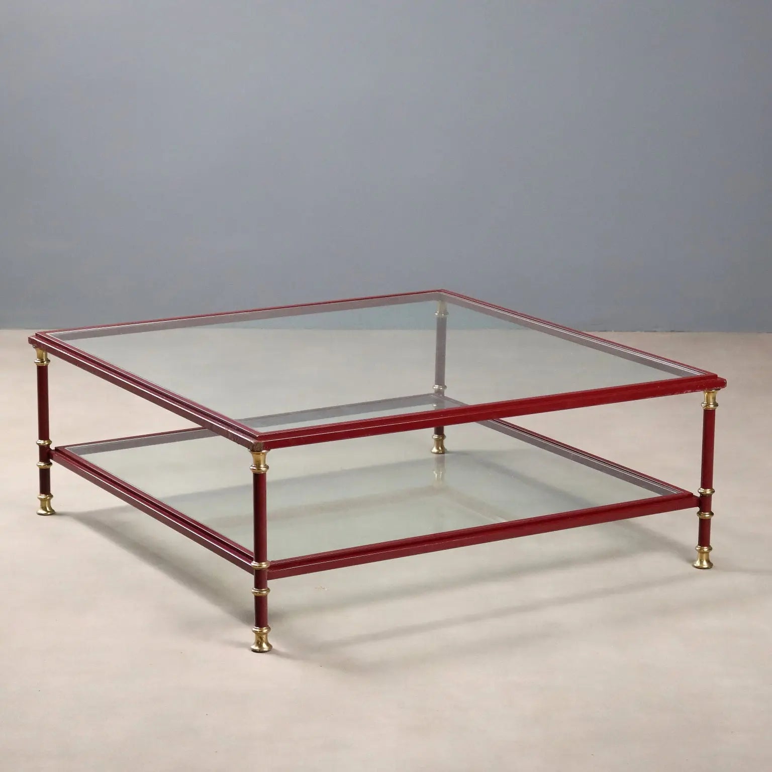 Vintage Coffee Table Enamelled Metal Glass Design 1980s