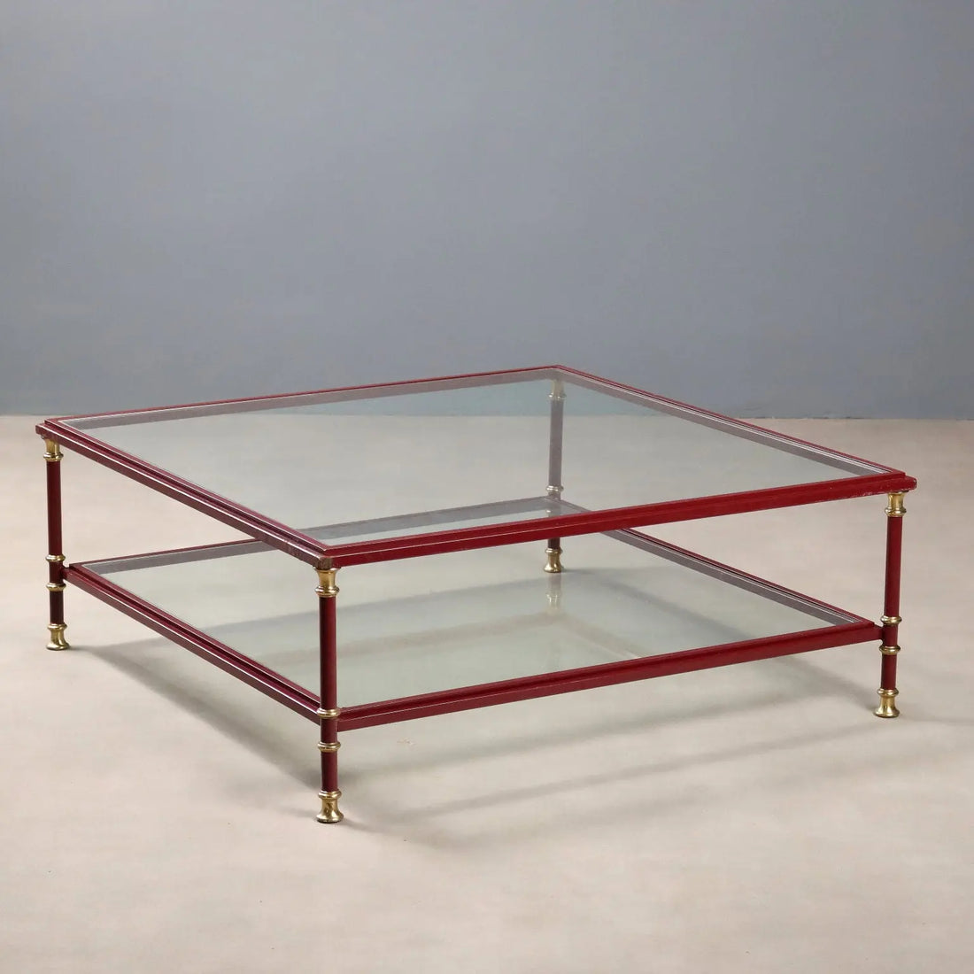 Vintage Coffee Table Enamelled Metal Glass Design 1980s