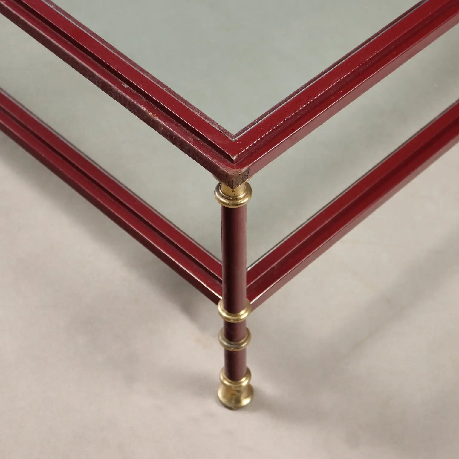Vintage Coffee Table Enamelled Metal Glass Design 1980s