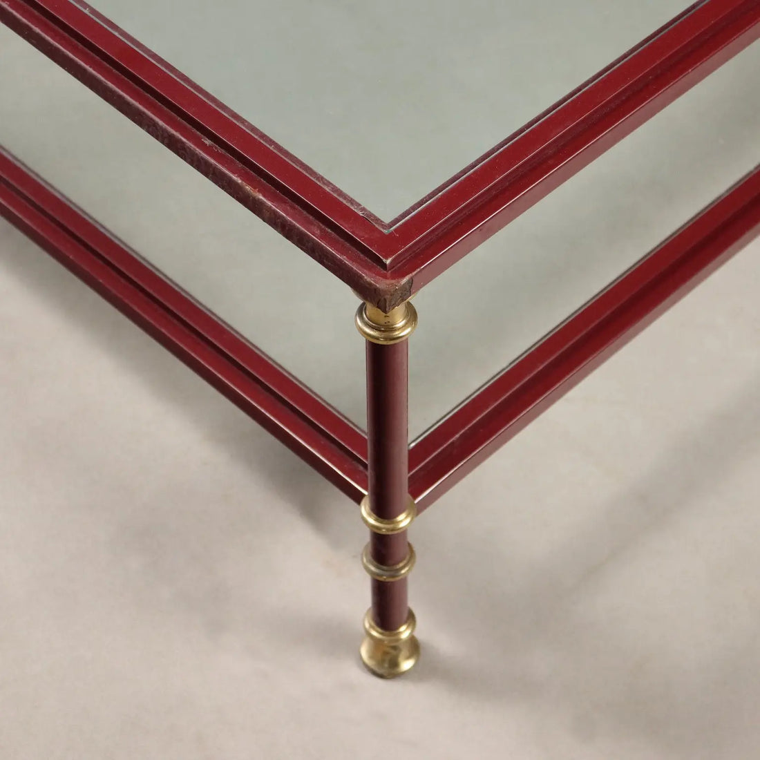 Vintage Coffee Table Enamelled Metal Glass Design 1980s