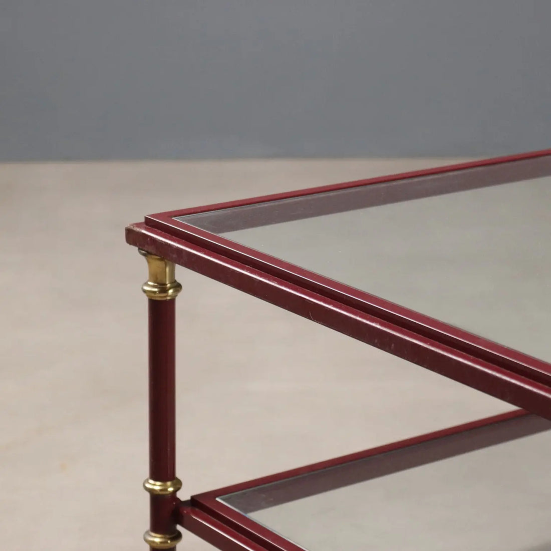 Vintage Coffee Table Enamelled Metal Glass Design 1980s