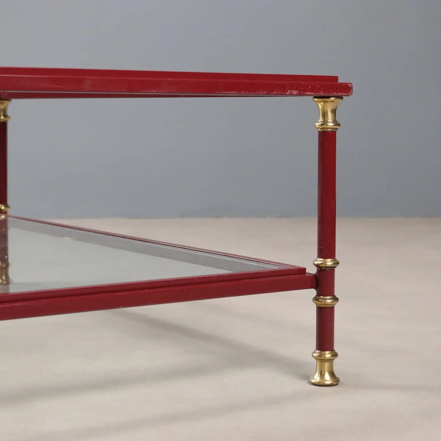 Vintage Coffee Table Enamelled Metal Glass Design 1980s