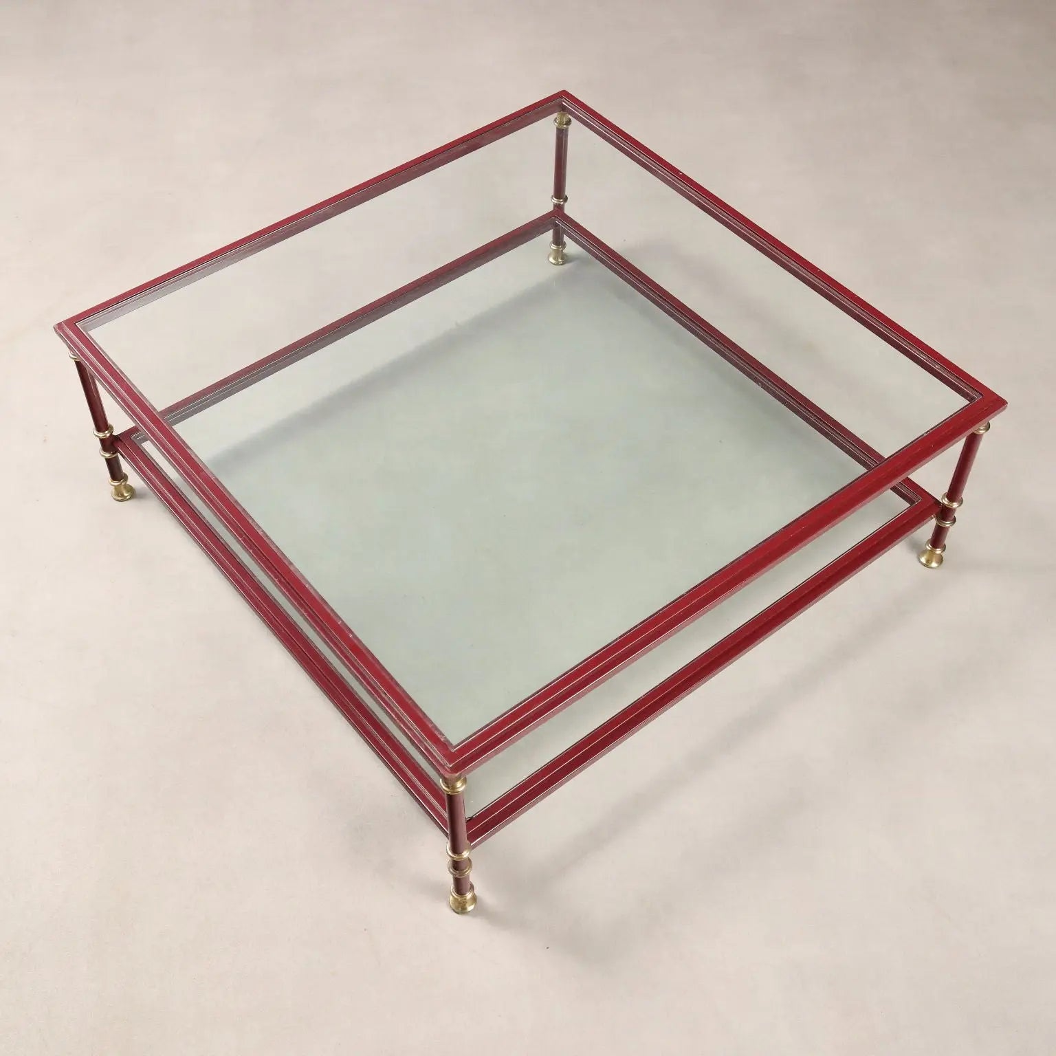 Vintage Coffee Table Enamelled Metal Glass Design 1980s