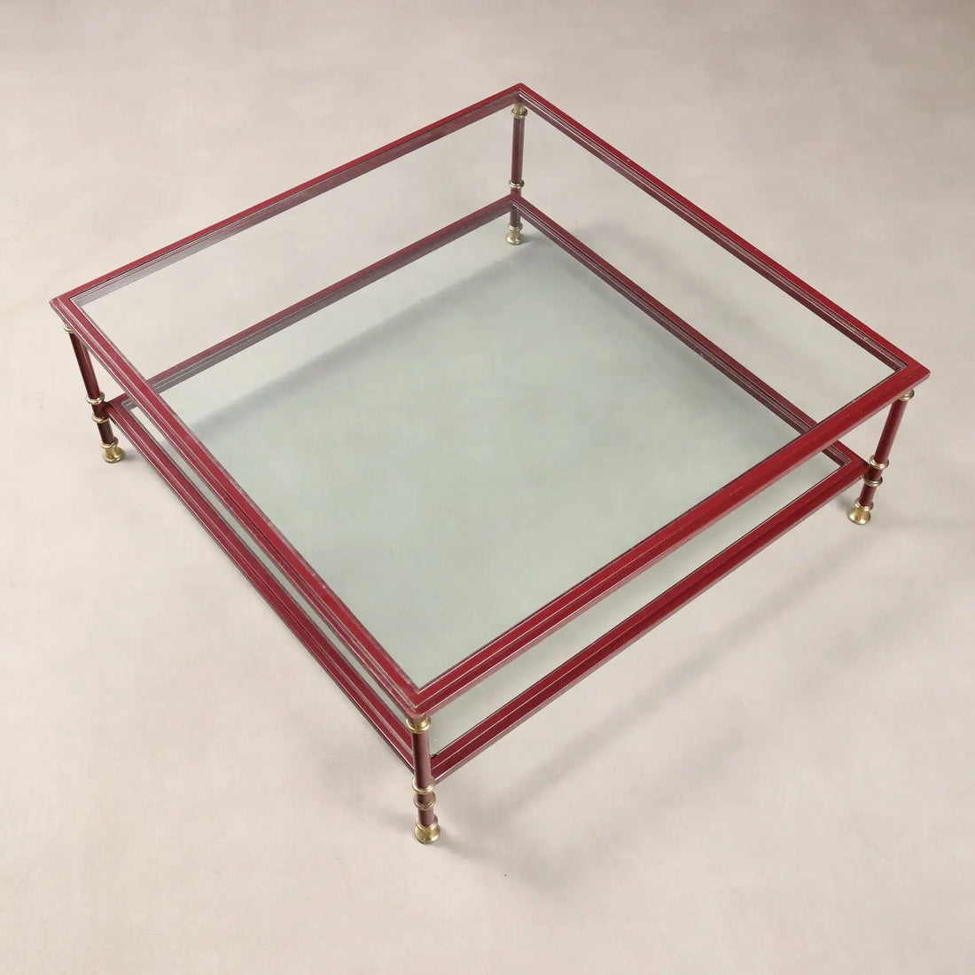 Vintage Coffee Table Enamelled Metal Glass Design 1980s