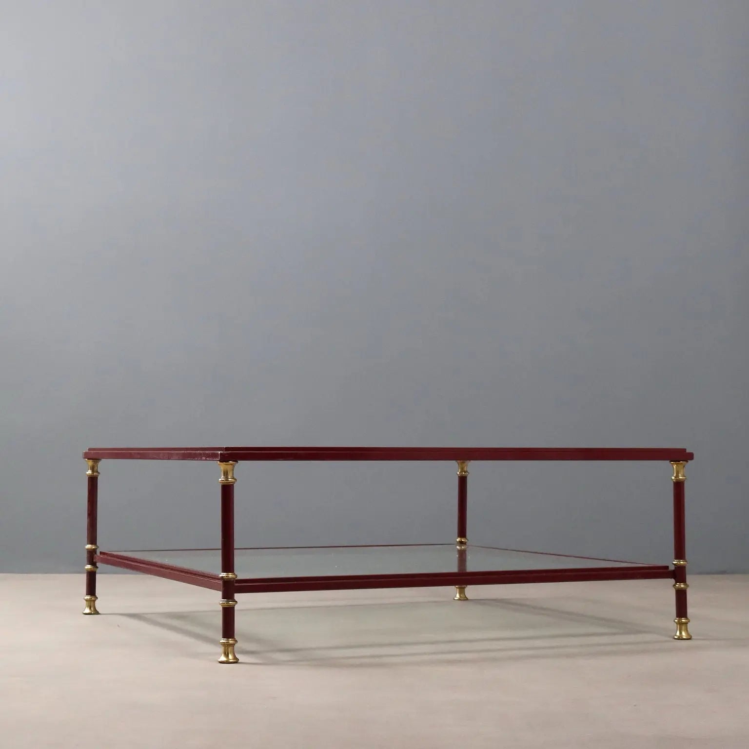 Vintage Coffee Table Enamelled Metal Glass Design 1980s