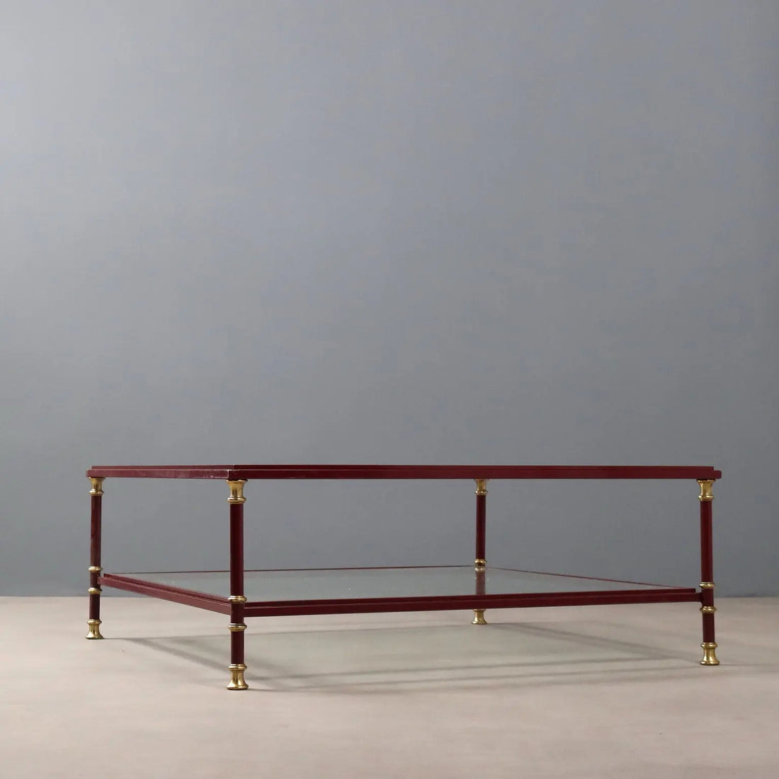 Vintage Coffee Table Enamelled Metal Glass Design 1980s
