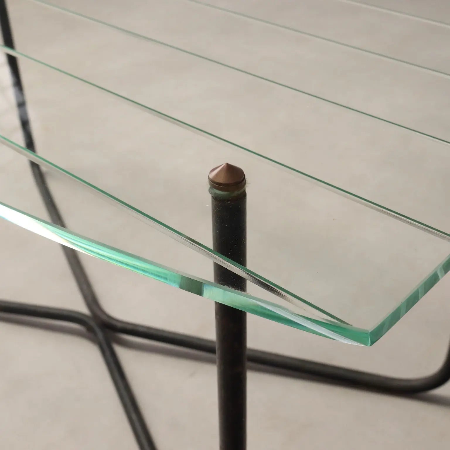 Vintage Coffee Table Design Jacques Hitier Metal Glass Design 1950s