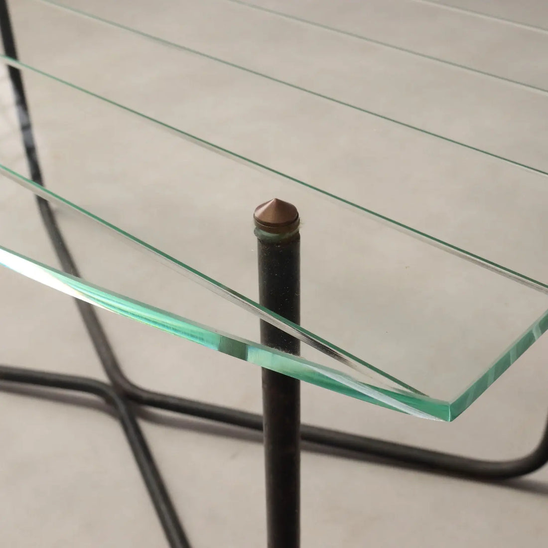 Vintage Coffee Table Design Jacques Hitier Metal Glass Design 1950s