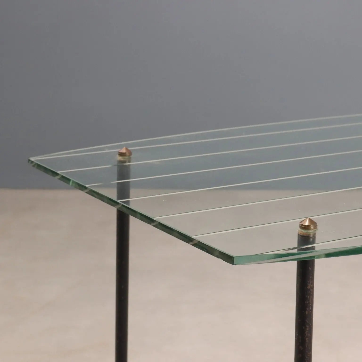 Vintage Coffee Table Design Jacques Hitier Metal Glass Design 1950s