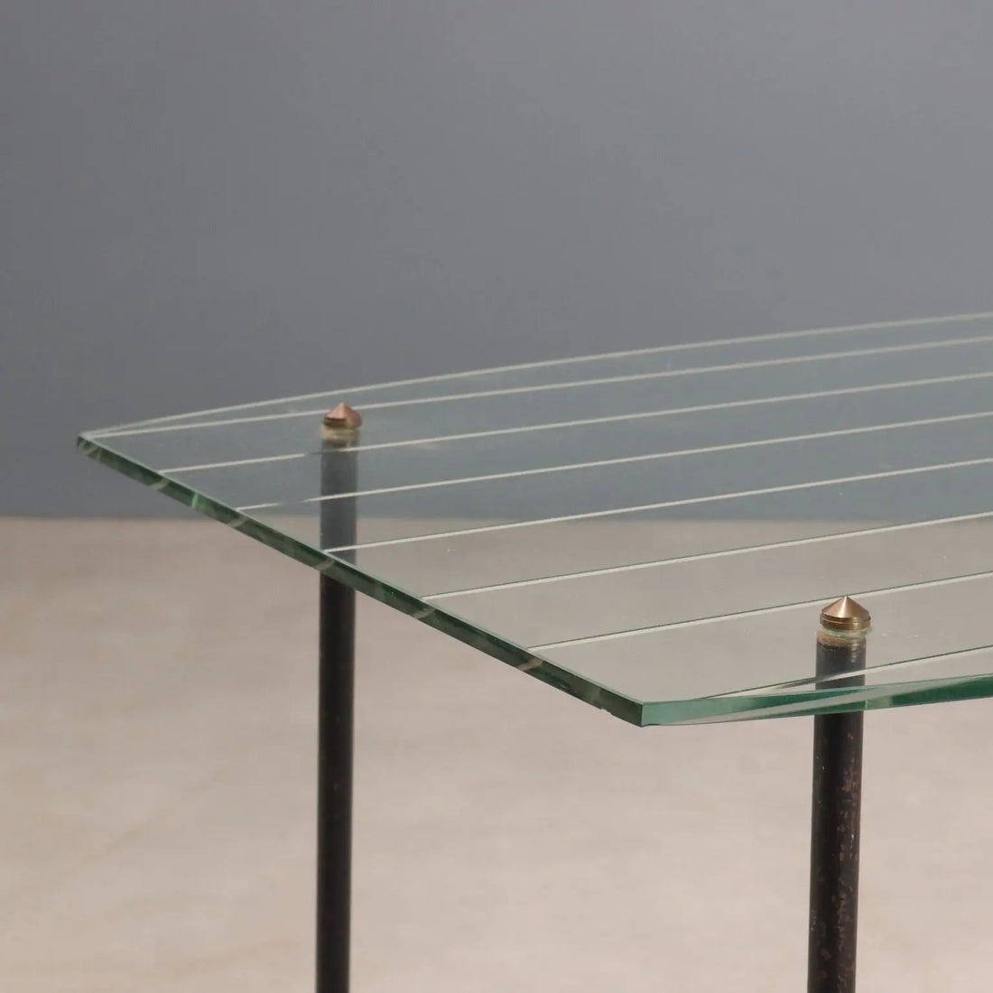 Vintage Coffee Table Design Jacques Hitier Metal Glass Design 1950s
