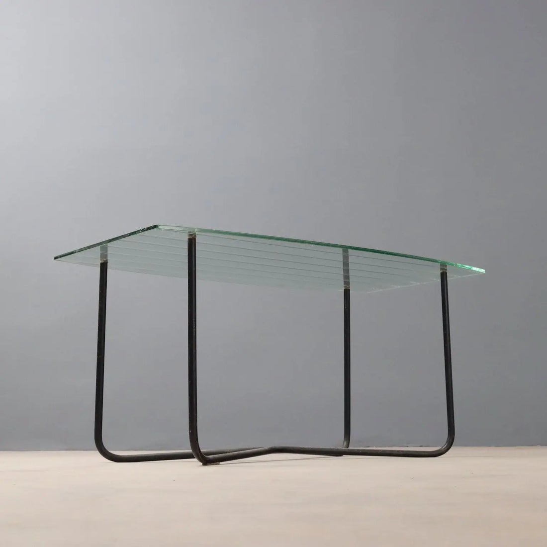 Vintage Coffee Table Design Jacques Hitier Metal Glass Design 1950s