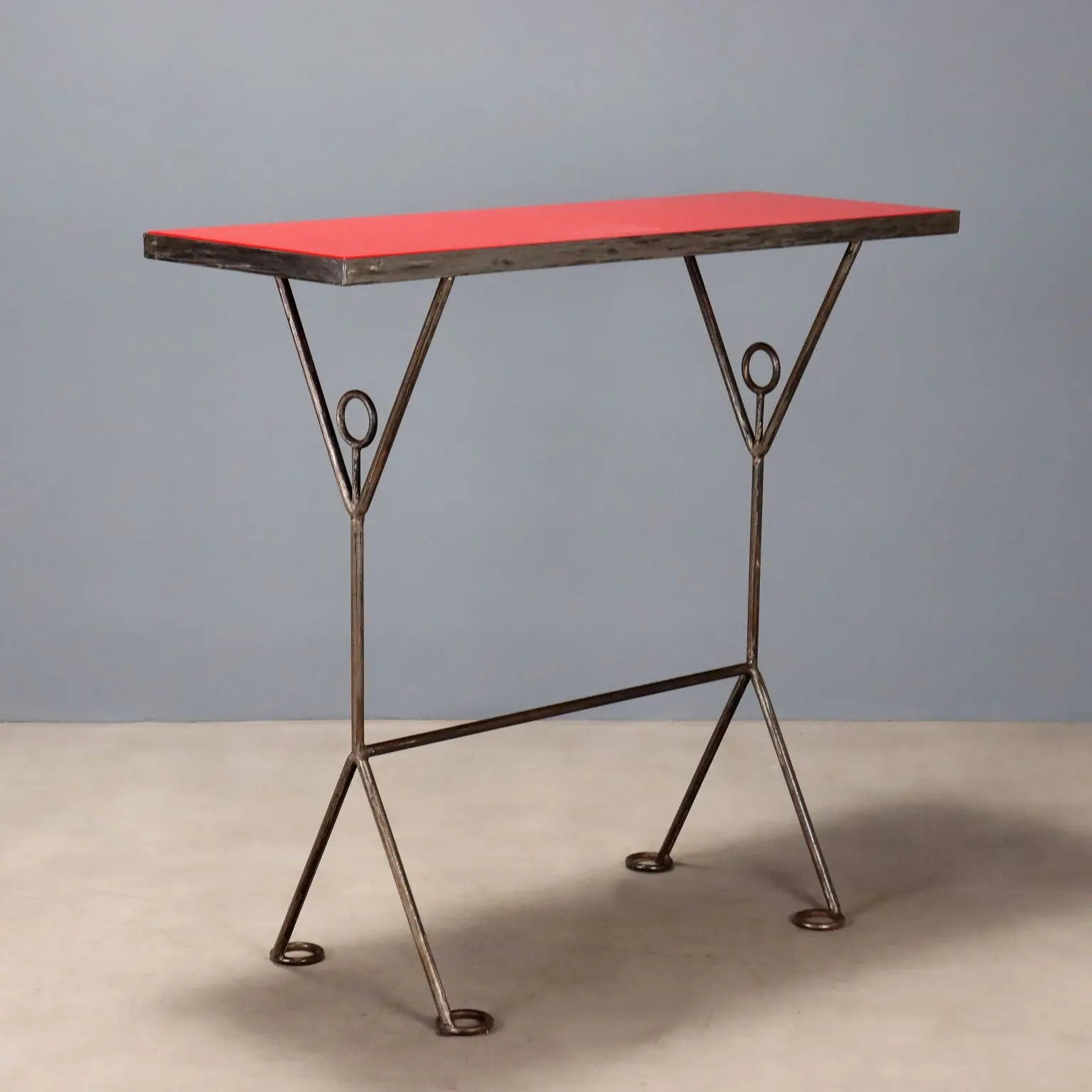 Vintage Console Red Lacquered Wood Design Italy 1990s