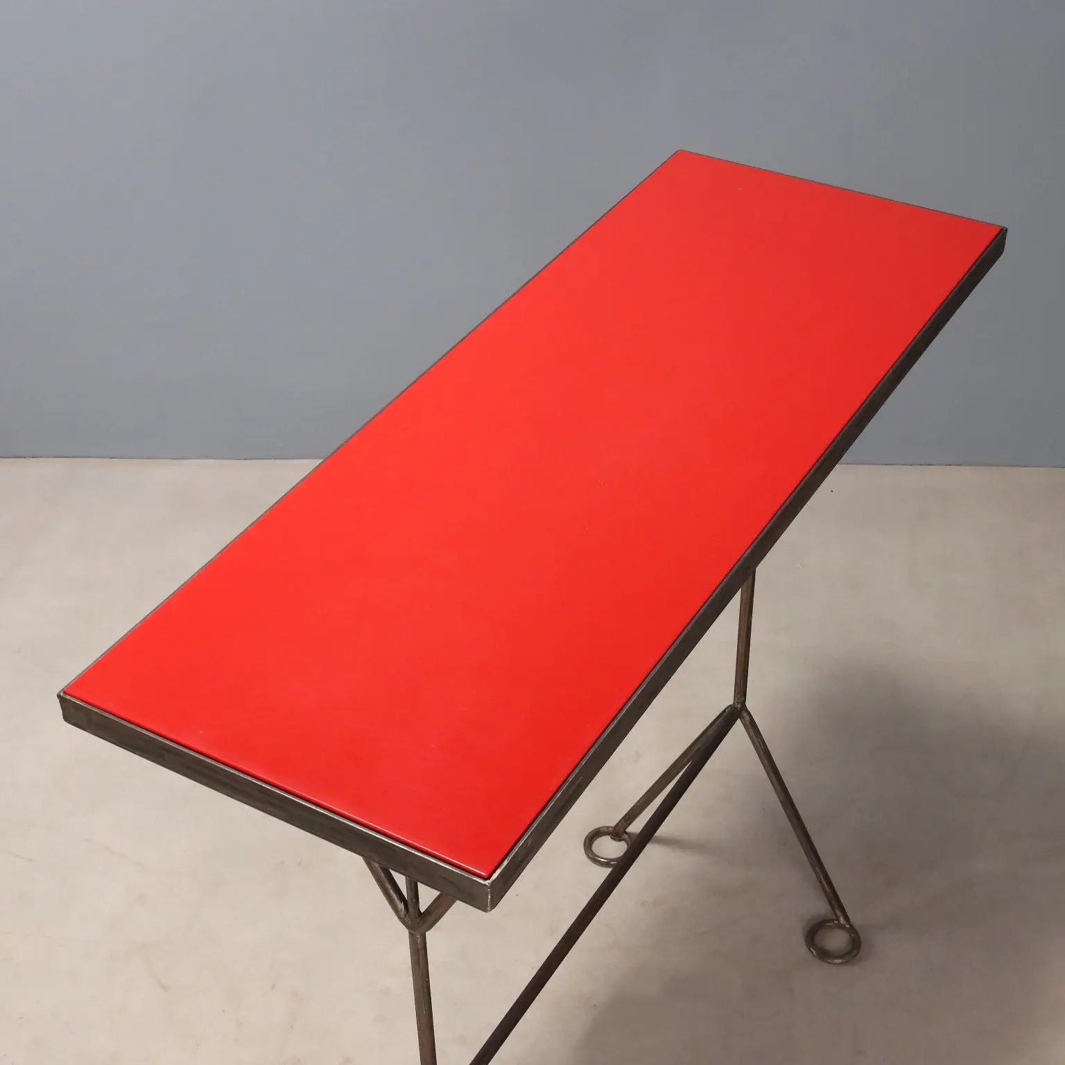 Vintage Console Red Lacquered Wood Design Italy 1990s
