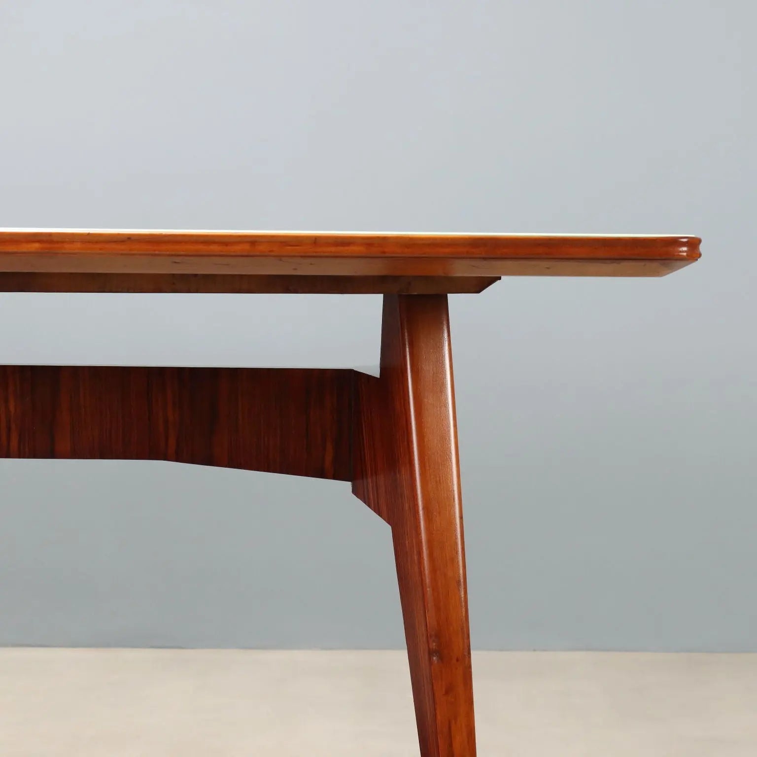 Vintage Table Exotic Wood Glass Design Italy 1950s-1960s