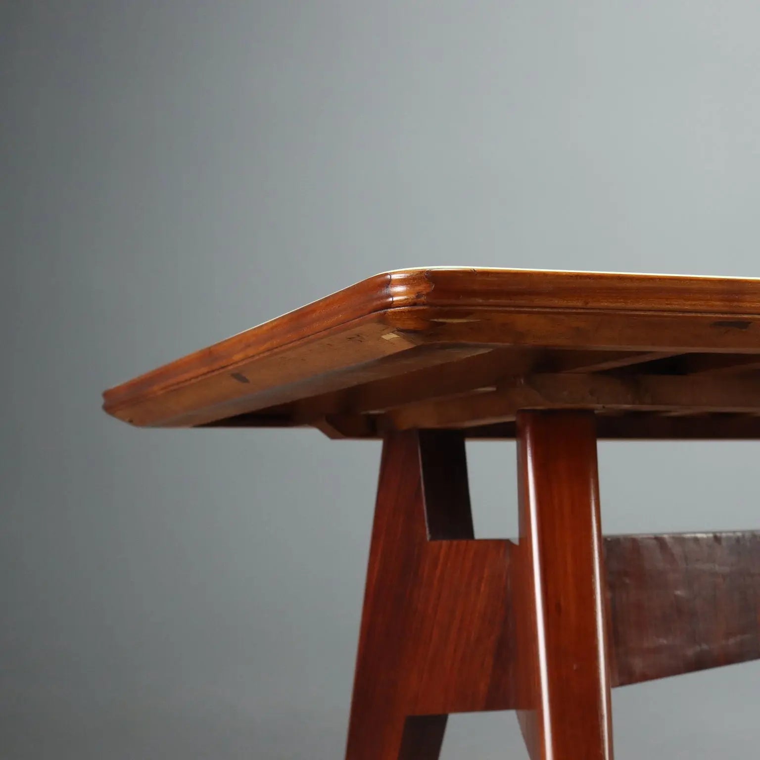 Vintage Table Exotic Wood Glass Design Italy 1950s-1960s