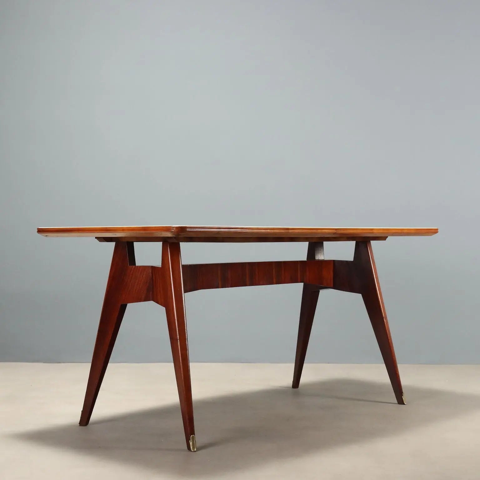 Vintage Table Exotic Wood Glass Design Italy 1950s-1960s