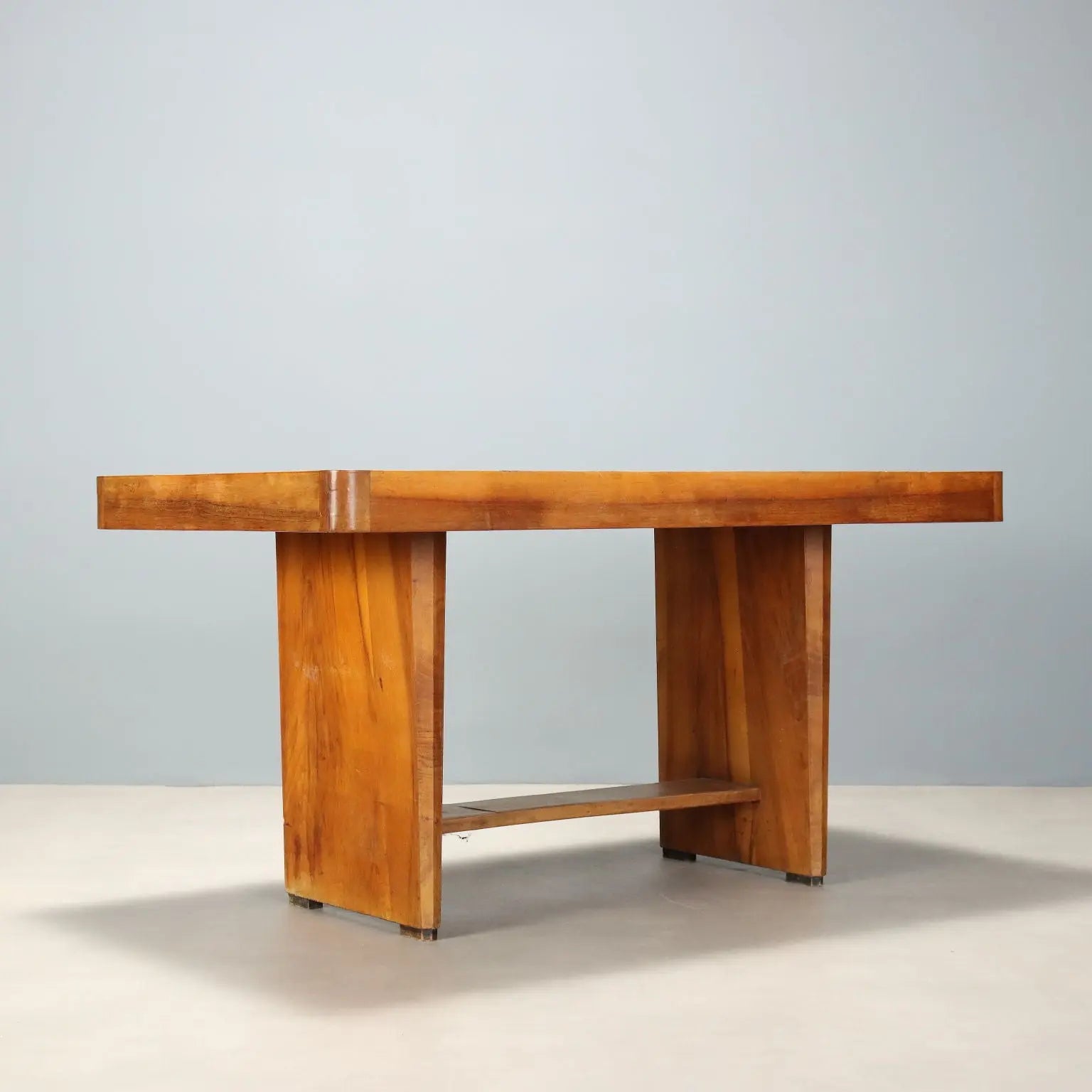 Vintage Table Walnut Veneer Design Italy 1940s