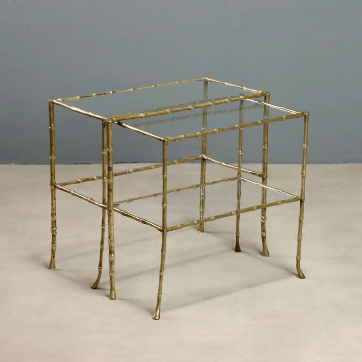 Vintage Coffee Tables Bamboo-Shaped Brass Design 1960s
