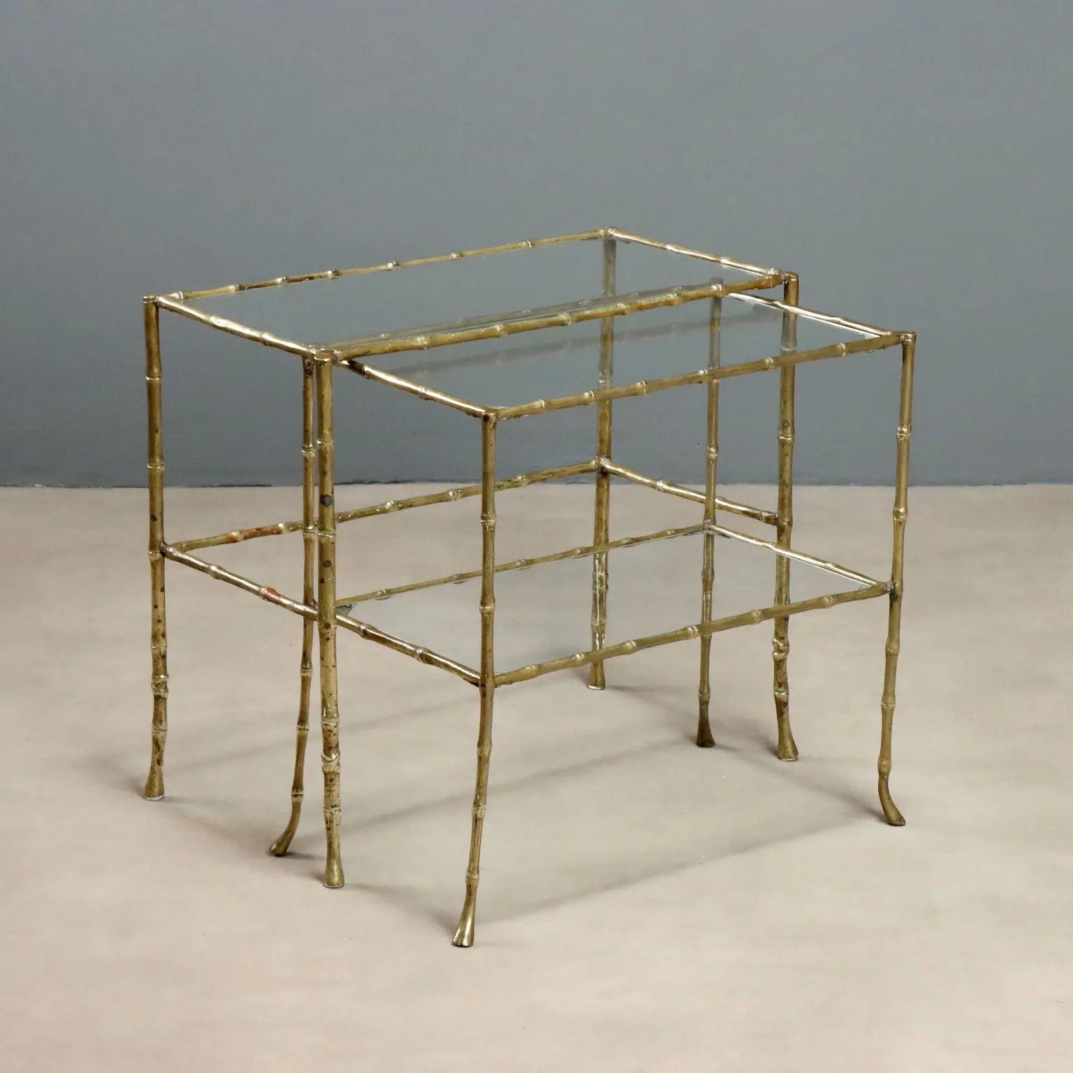Vintage Coffee Tables Bamboo-Shaped Brass Design 1960s