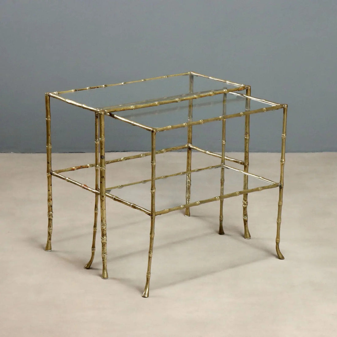Vintage Coffee Tables Bamboo-Shaped Brass Design 1960s