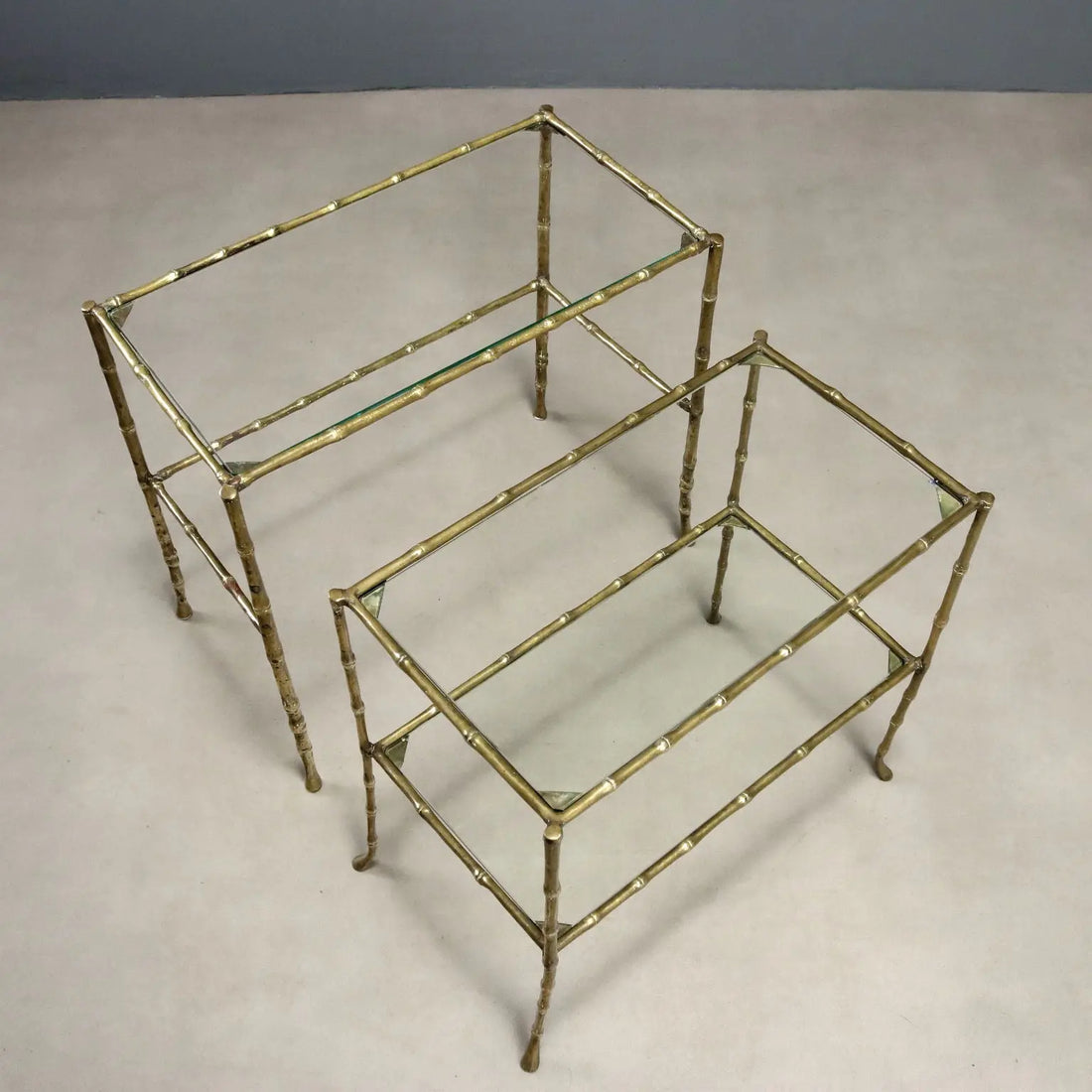 Vintage Coffee Tables Bamboo-Shaped Brass Design 1960s
