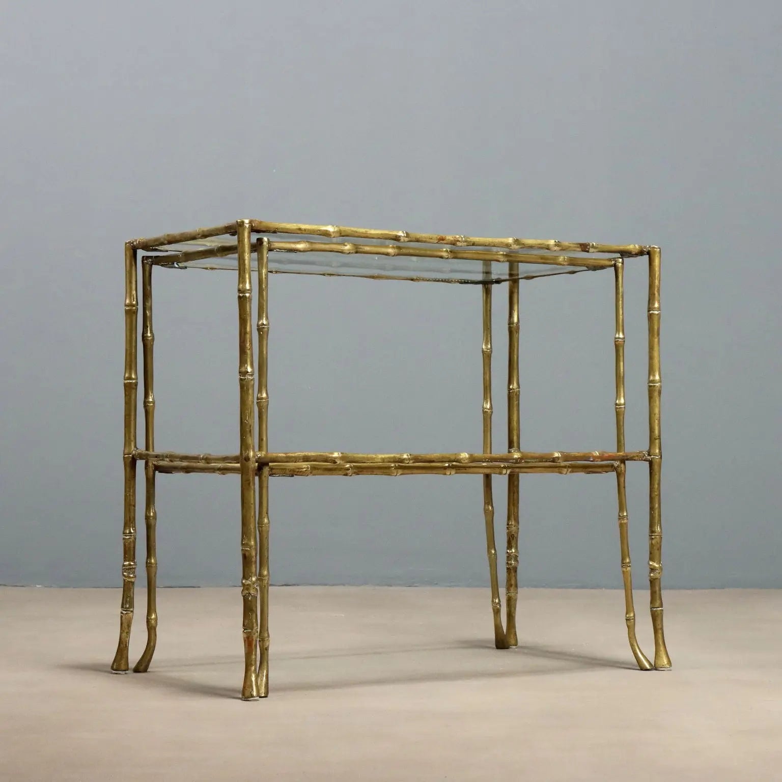 Vintage Coffee Tables Bamboo-Shaped Brass Design 1960s