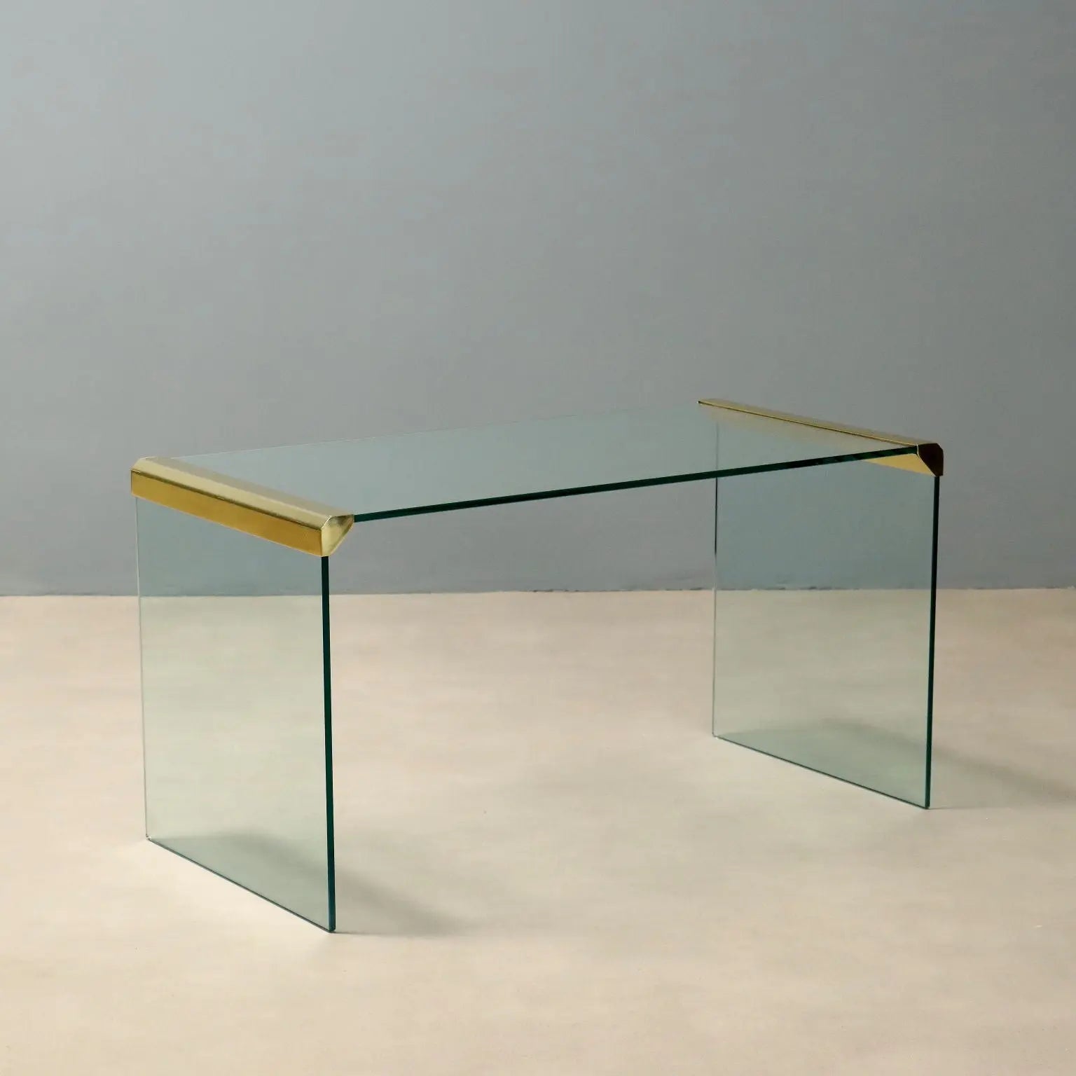 1980s Glass and Brass 'T33' Coffee Table