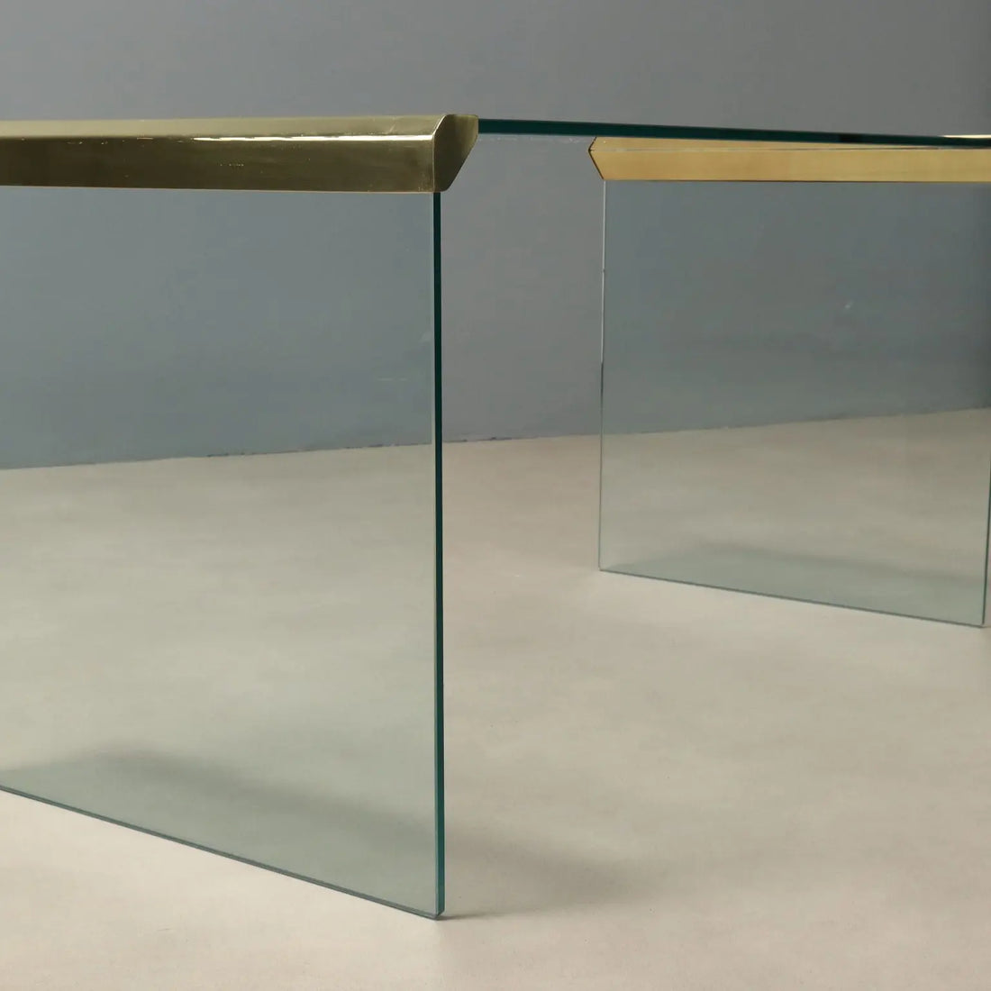 1980s Glass and Brass 'T33' Coffee Table