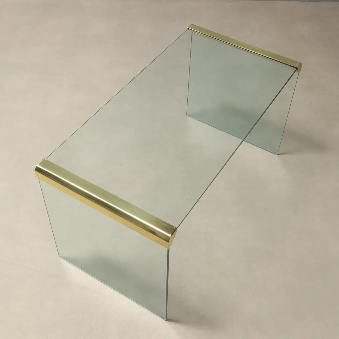 1980s Glass and Brass 'T33' Coffee Table