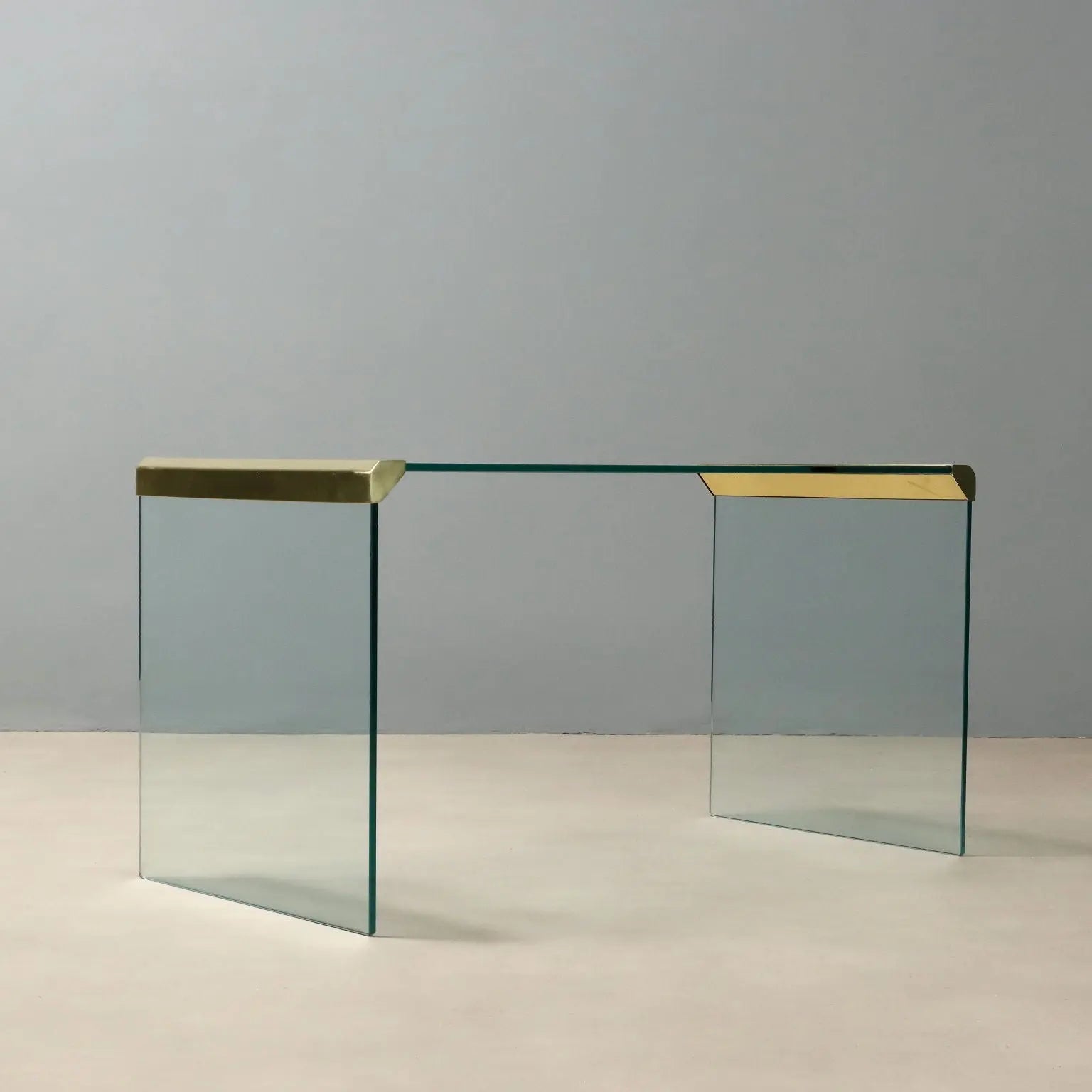 1980s Glass and Brass 'T33' Coffee Table