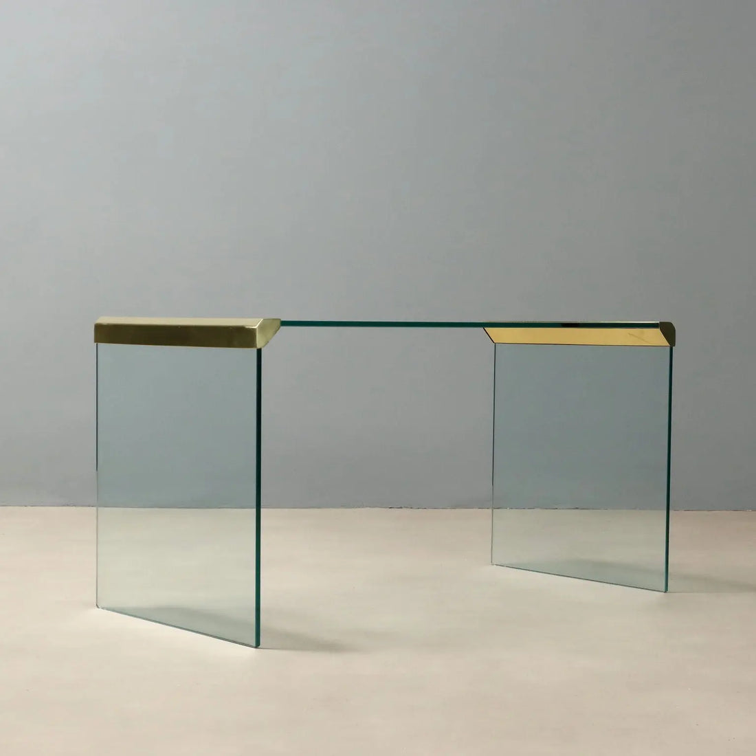 1980s Glass and Brass 'T33' Coffee Table