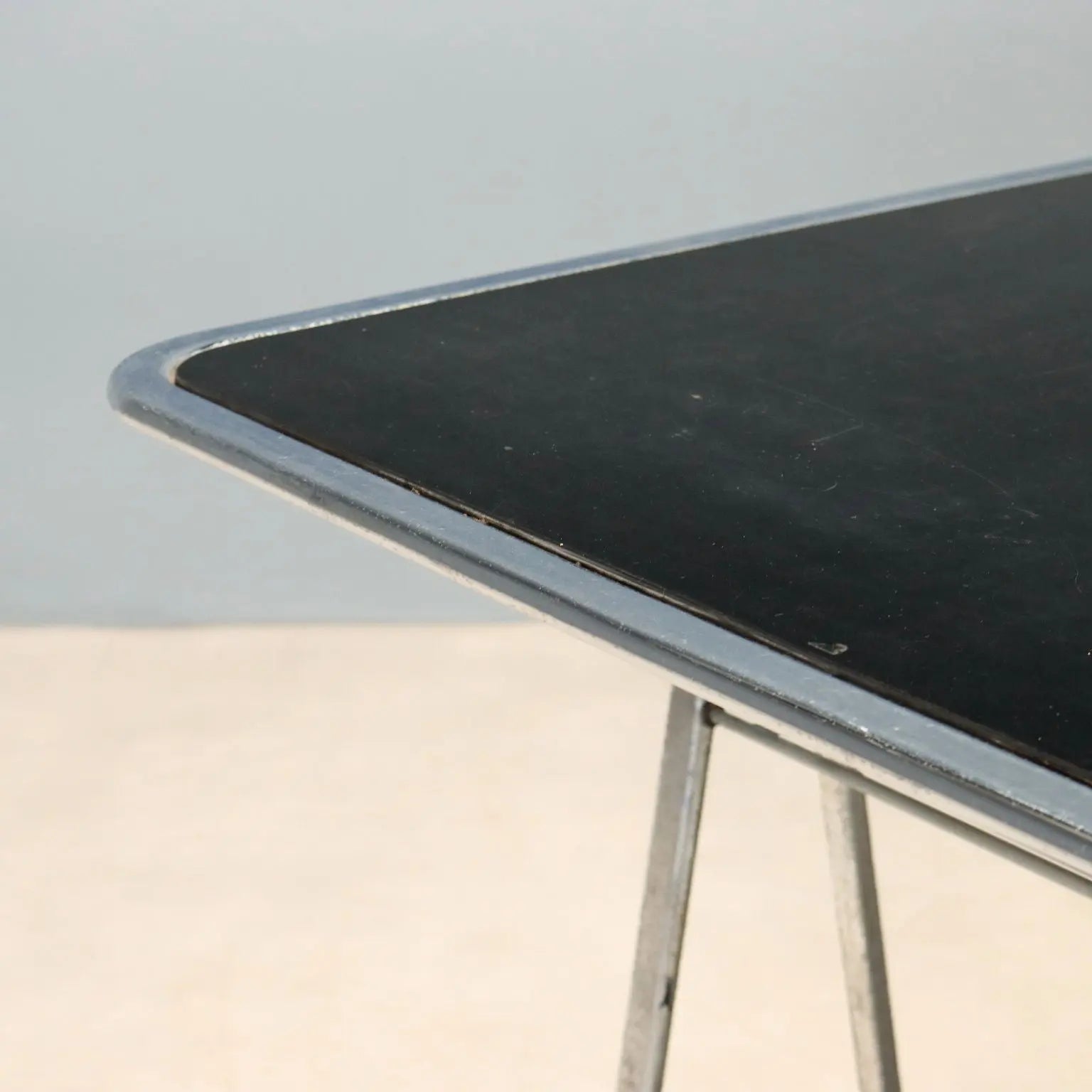 Vintage Table Chromed Metal Laminate Design Italy 1970s