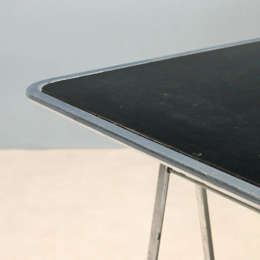 Vintage Table Chromed Metal Laminate Design Italy 1970s