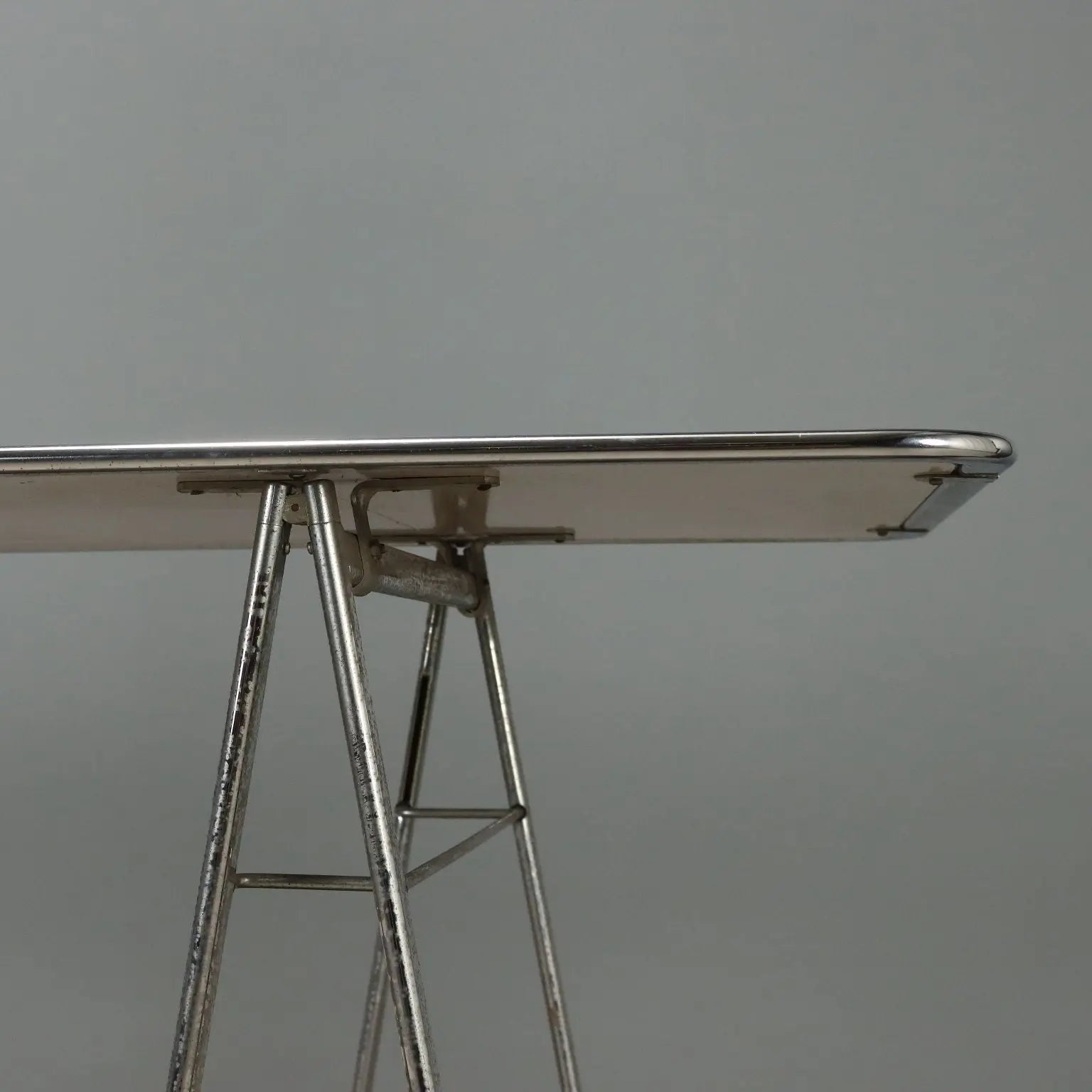 Vintage Table Chromed Metal Laminate Design Italy 1970s