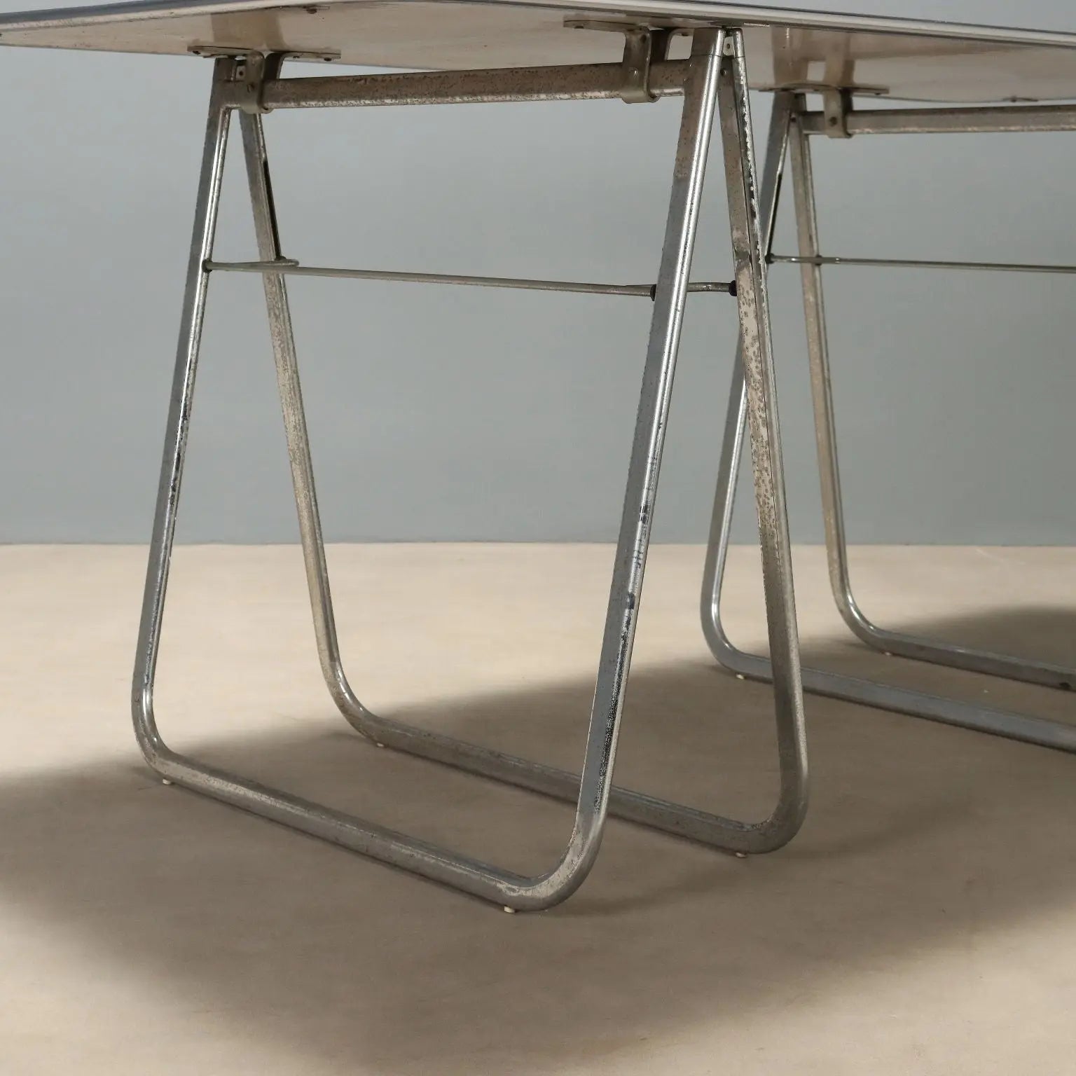 Vintage Table Chromed Metal Laminate Design Italy 1970s