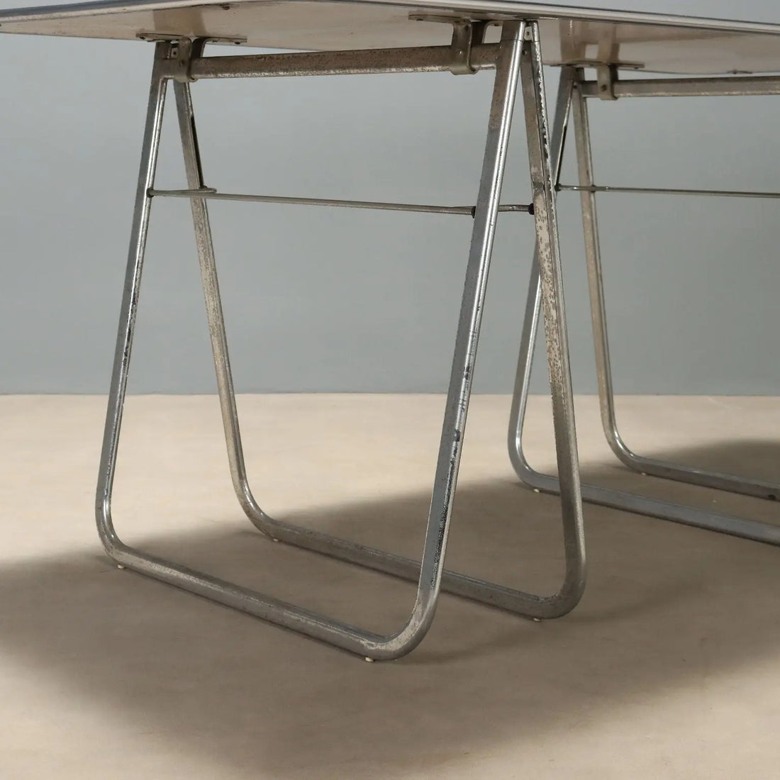Vintage Table Chromed Metal Laminate Design Italy 1970s
