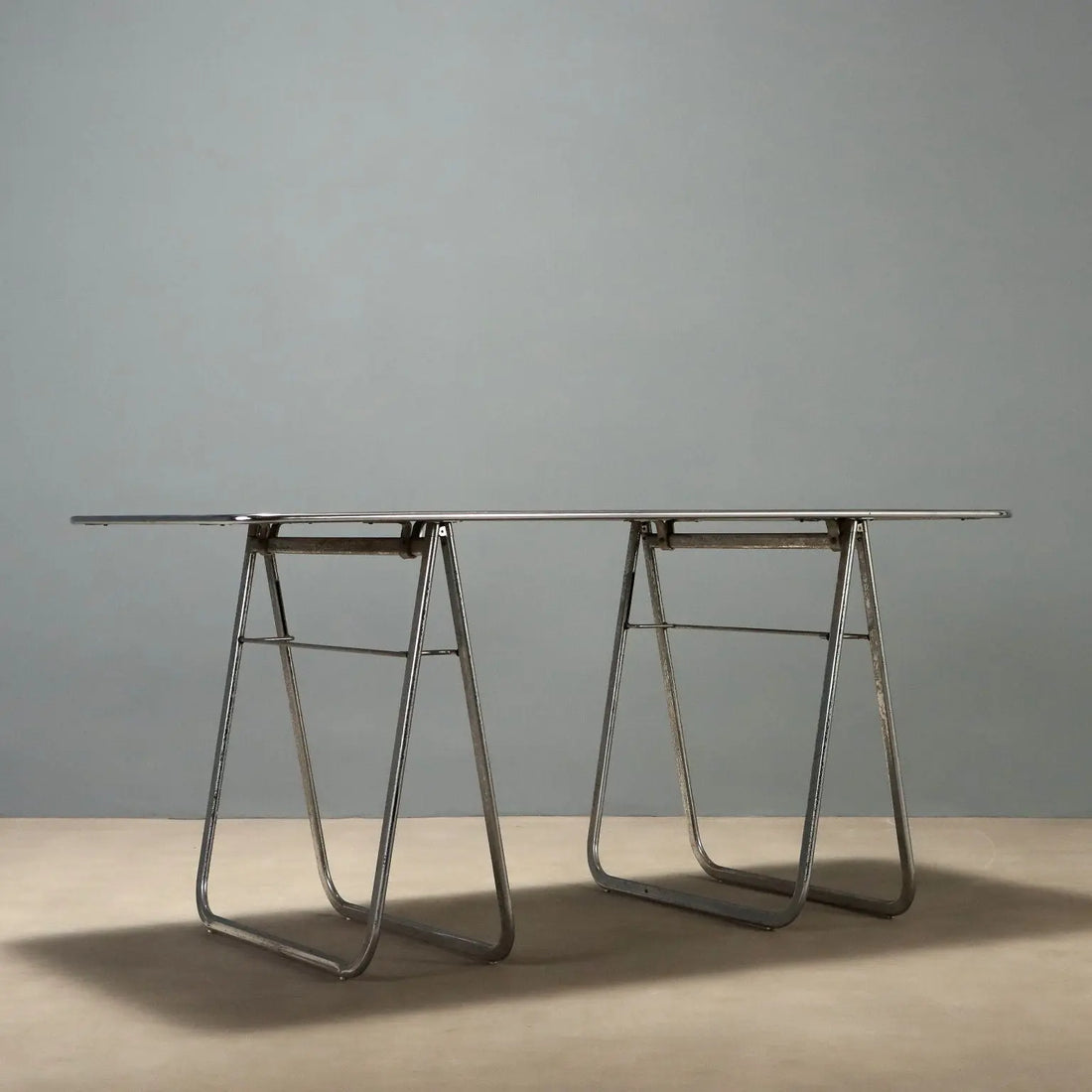 Vintage Table Chromed Metal Laminate Design Italy 1970s