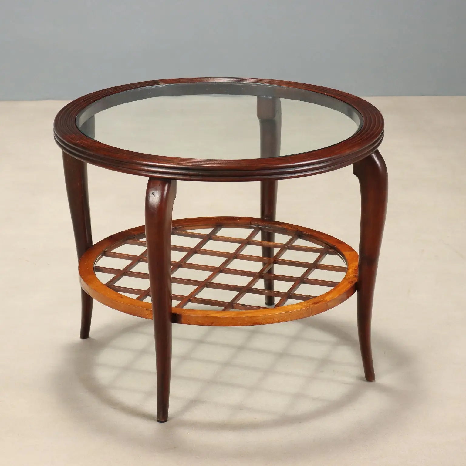1950s Paolo Buffa Style Wood and Glass Table