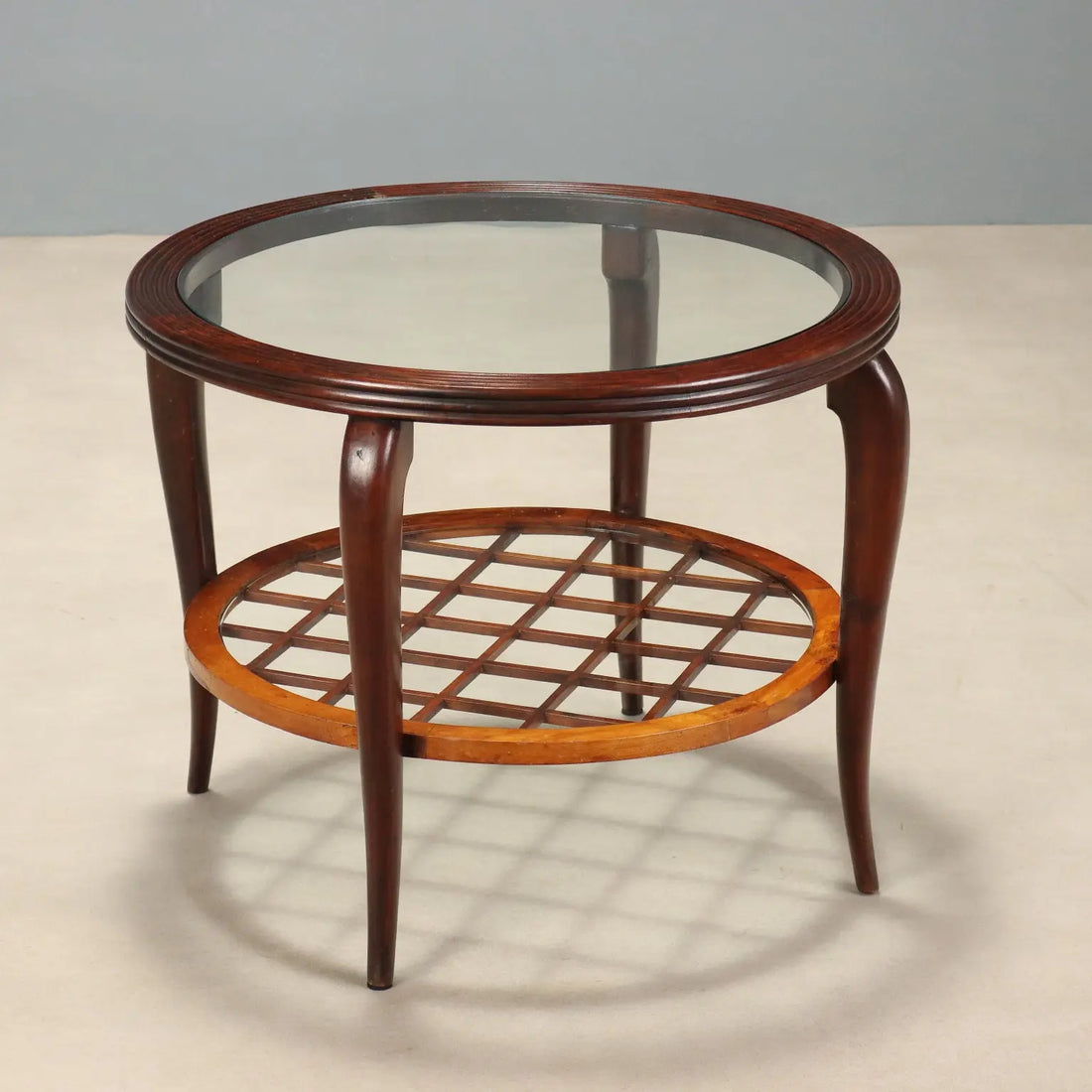 1950s Paolo Buffa Style Wood and Glass Table