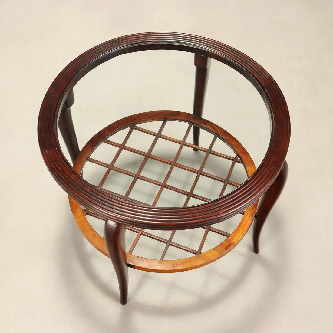 1950s Paolo Buffa Style Wood and Glass Table