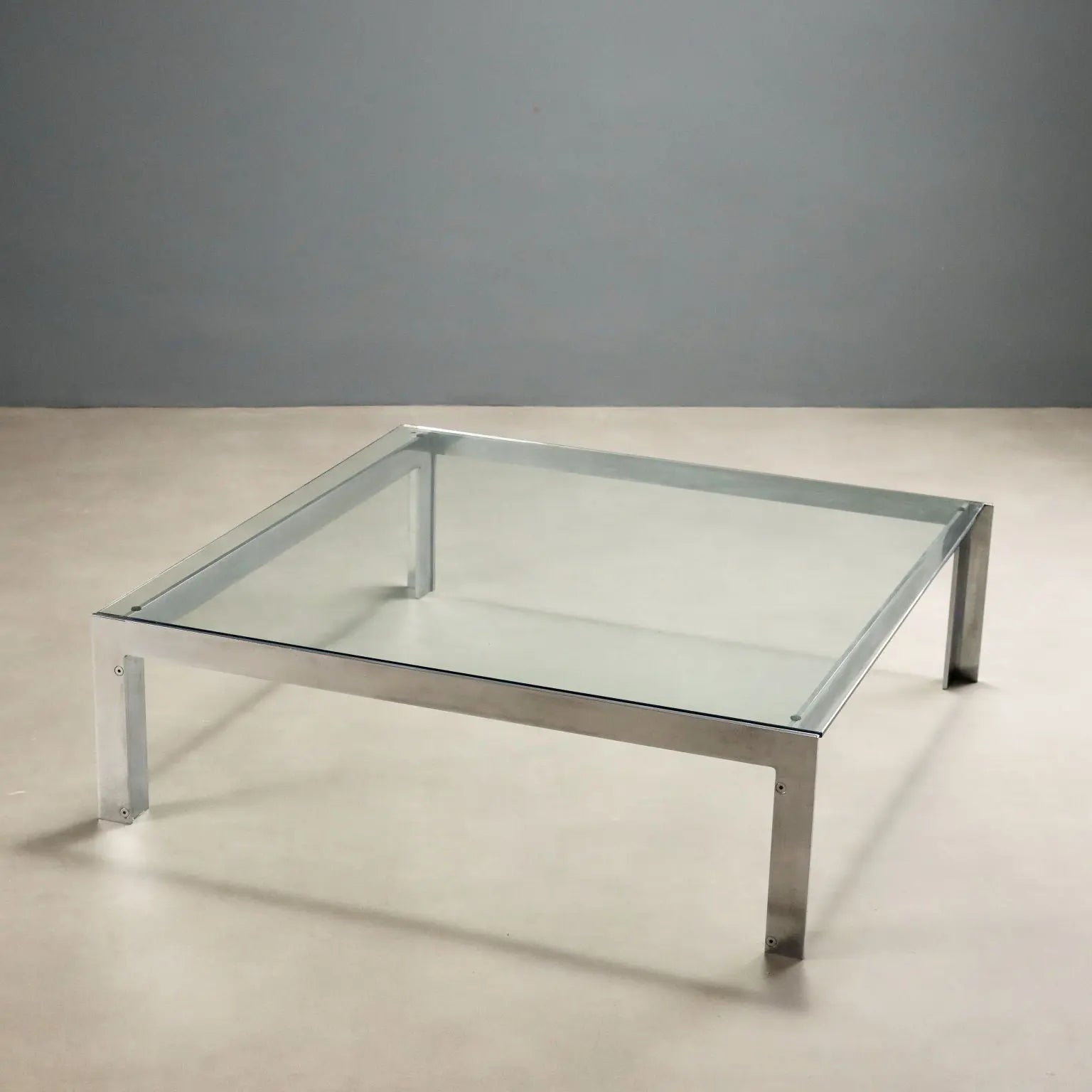 Vintage Coffee Table Metal Glass Design Italy 1970s
