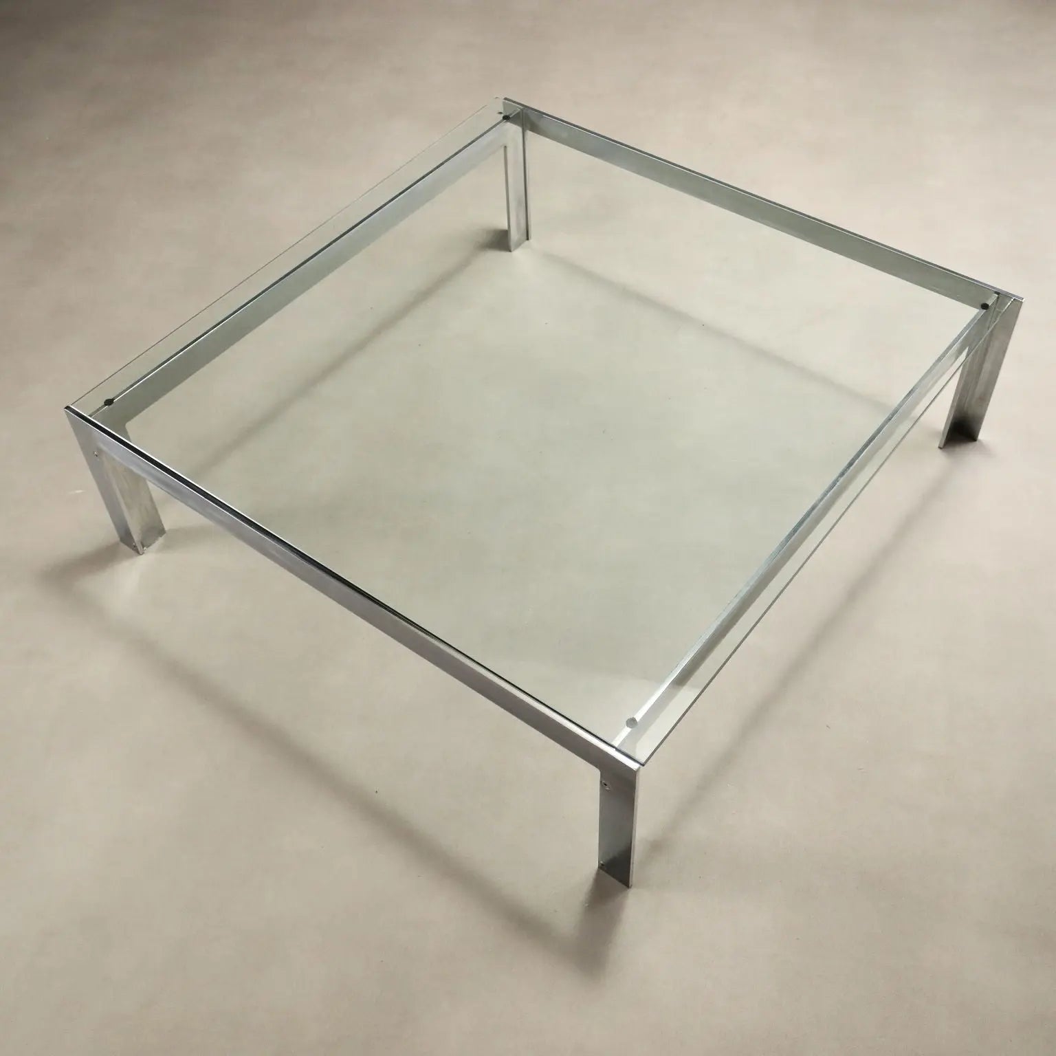 Vintage Coffee Table Metal Glass Design Italy 1970s