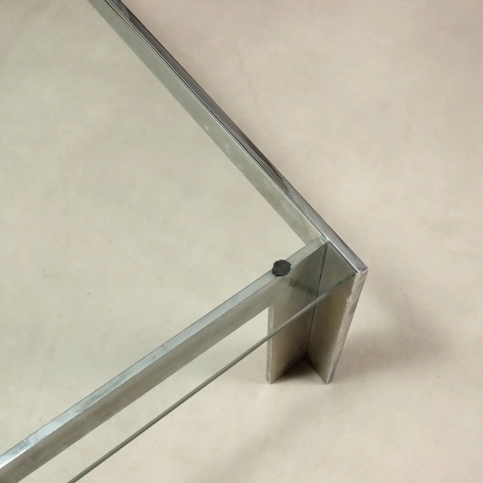 Vintage Coffee Table Metal Glass Design Italy 1970s