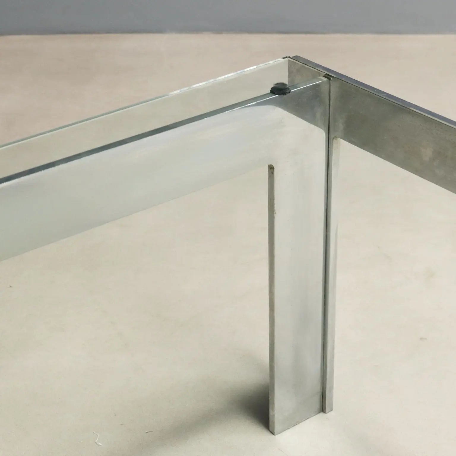 Vintage Coffee Table Metal Glass Design Italy 1970s